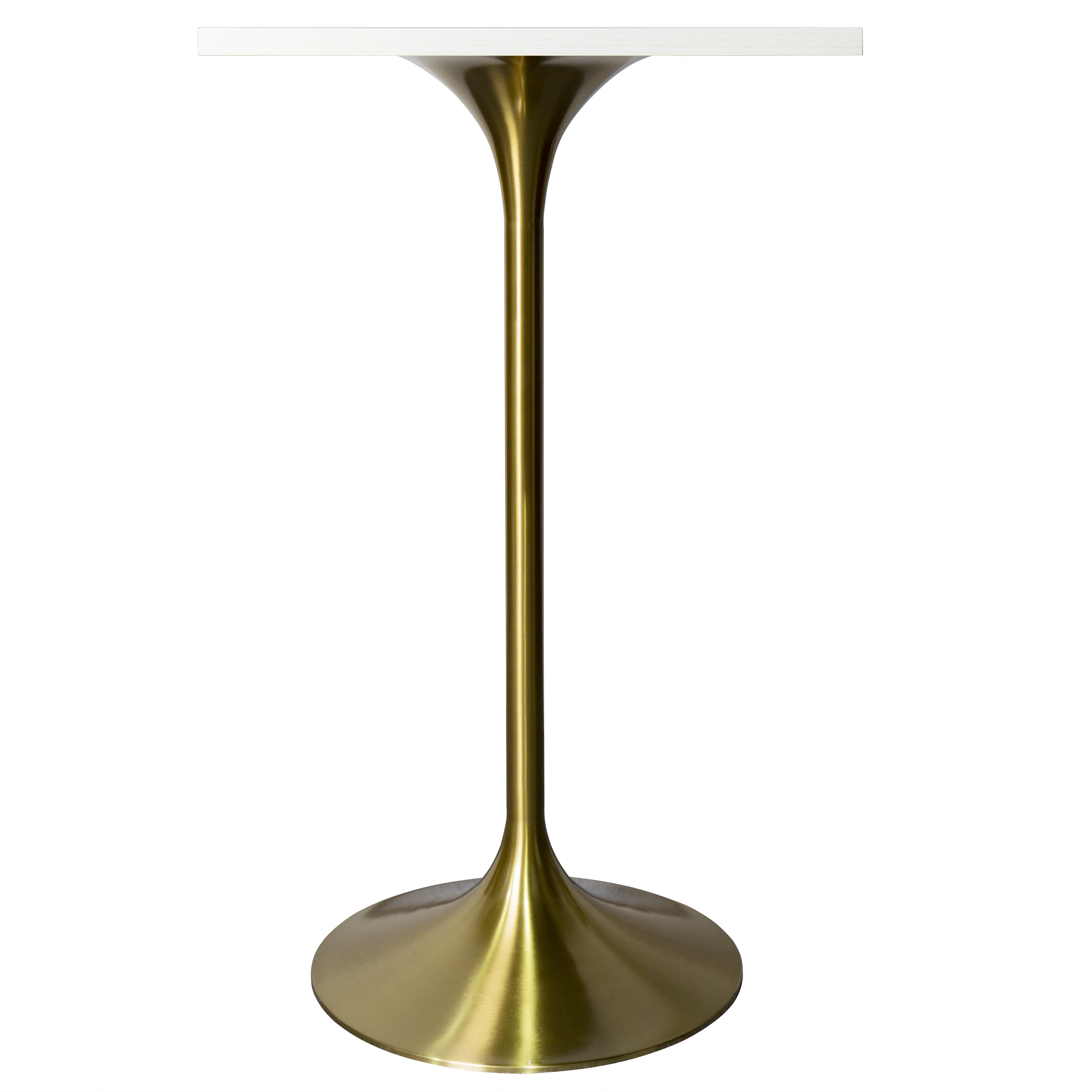 Verve Collection 24 Square Top Bar Height Table, Brushed Gold Base with Light Natural Wood MDF Top