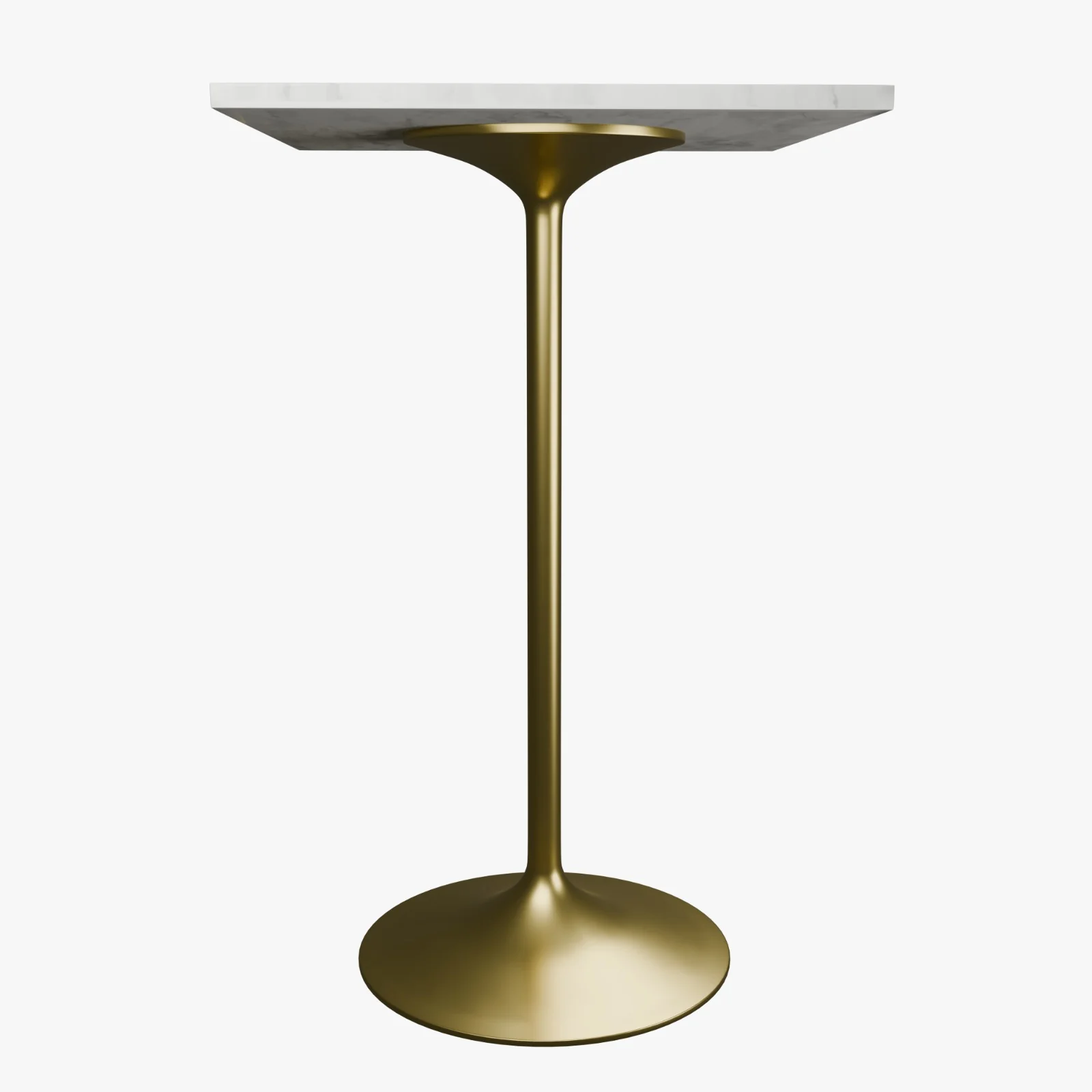 Verve Collection Modern Bar Height Table Brushed Gold Base with 27" Square Marbleized White Laminated  Top