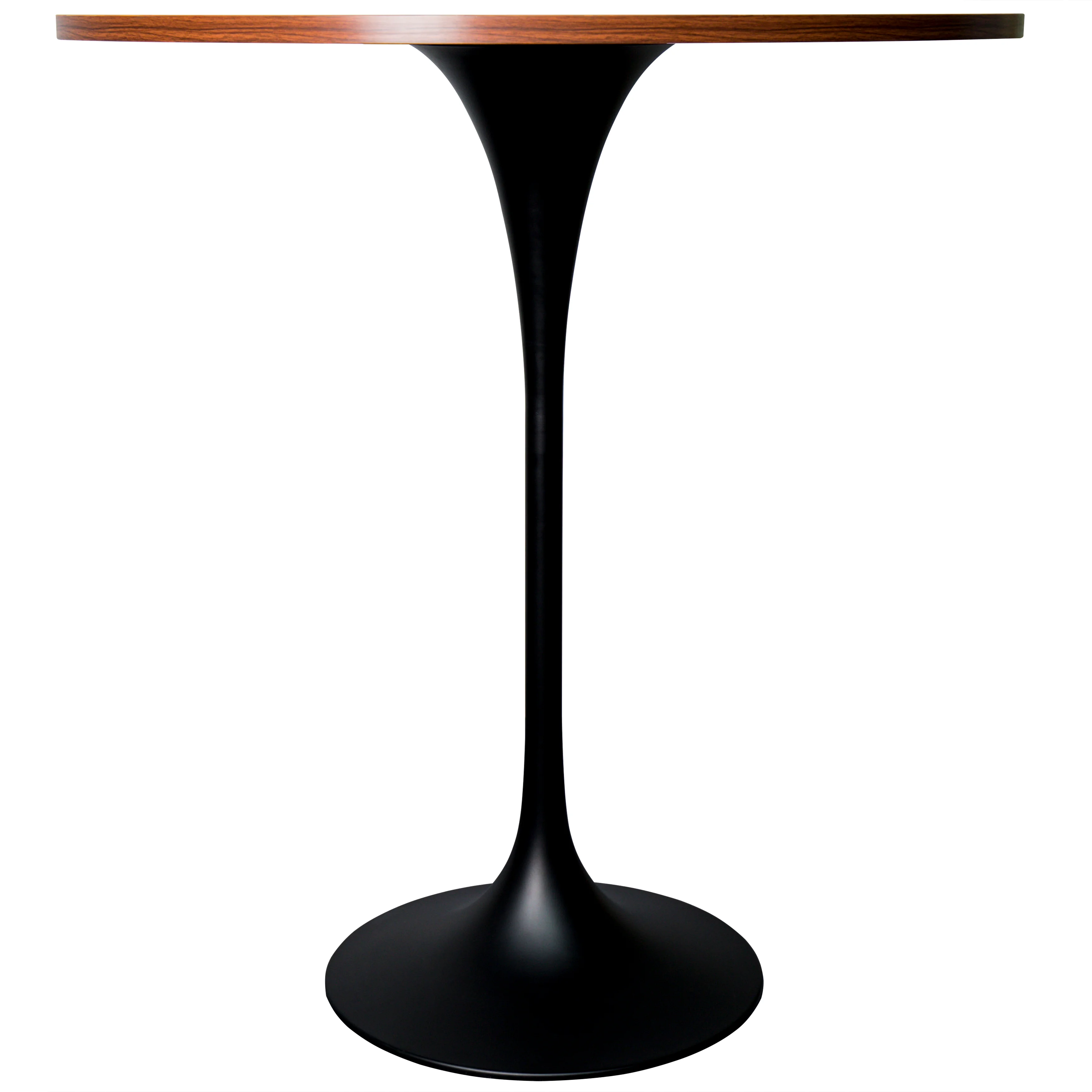 Verve Collection Modern Bar Height Table Black Base with 36" Round Cognac Brown MDF Top