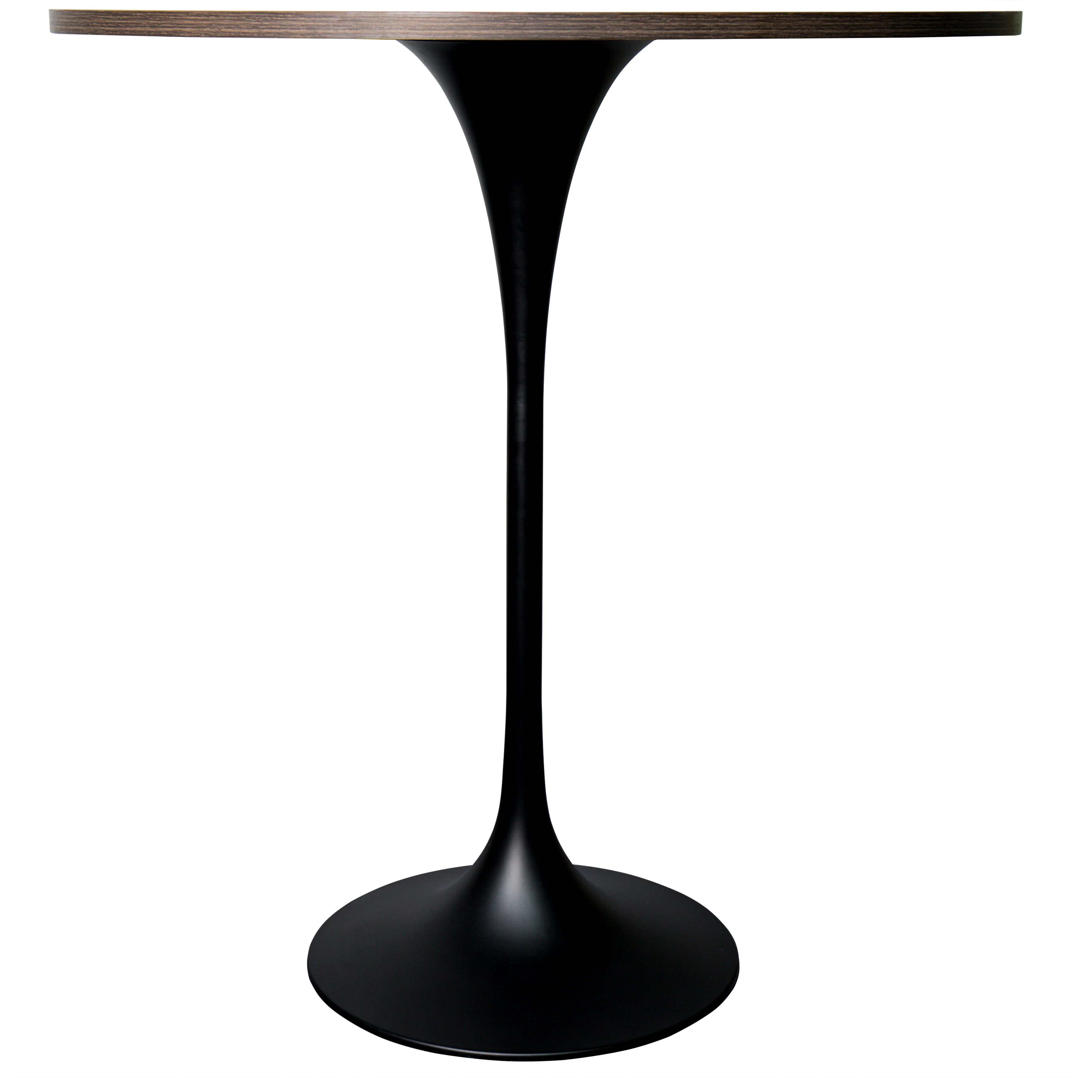 Verve Collection Modern Bar Height Table Black Base with 36" Round Dark Walnut MDF Top