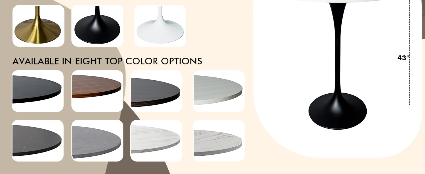 Verve Collection Modern Bar Height Table Black Base with 36" Round Light Natural Wood MDF Top