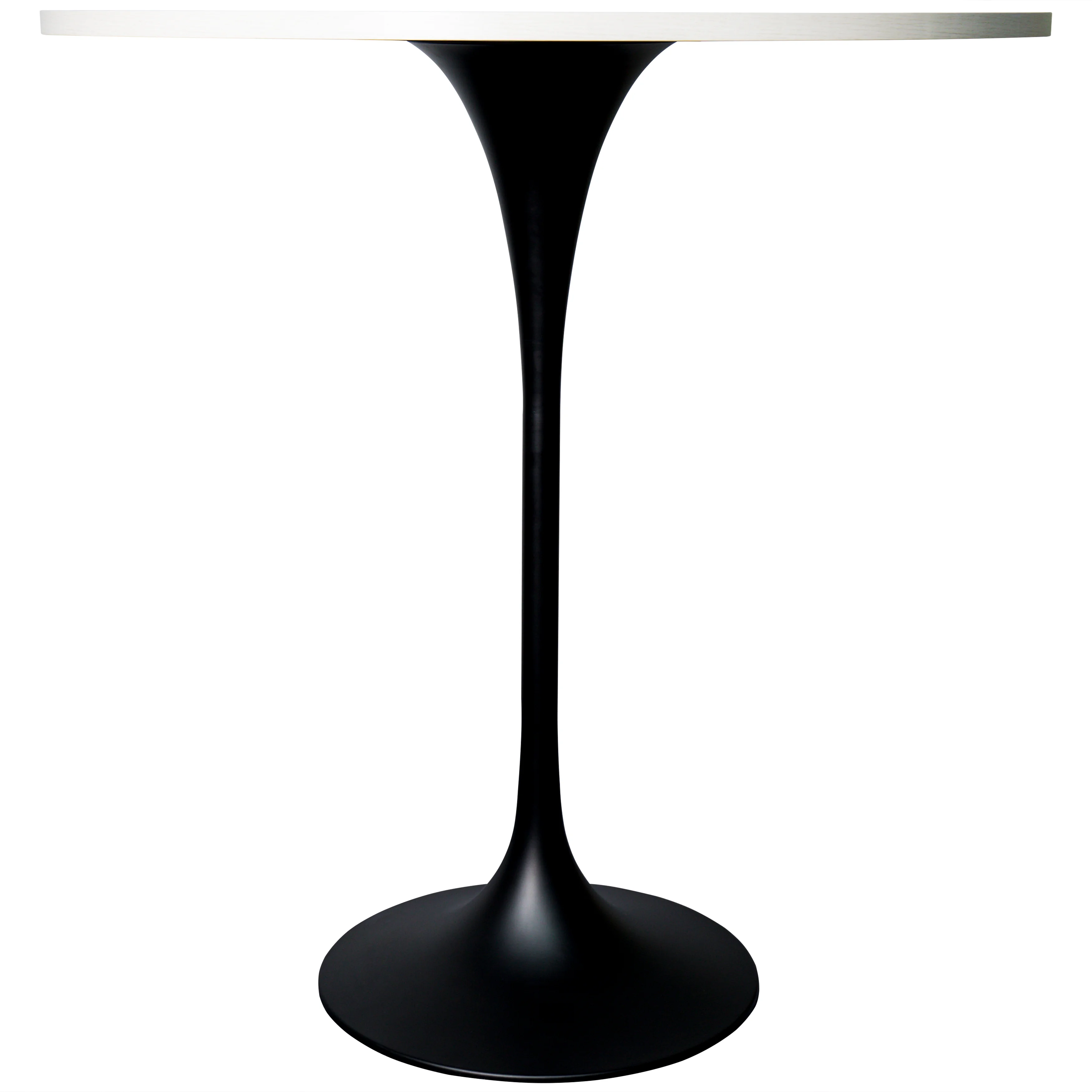 Verve Collection Modern Bar Height Table Black Base with 36" Round Light Natural Wood MDF Top