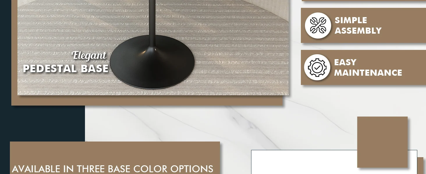 Verve Collection Modern Bar Height Table Black Base with 48" Round Black Marbelized Sintered Stone Top