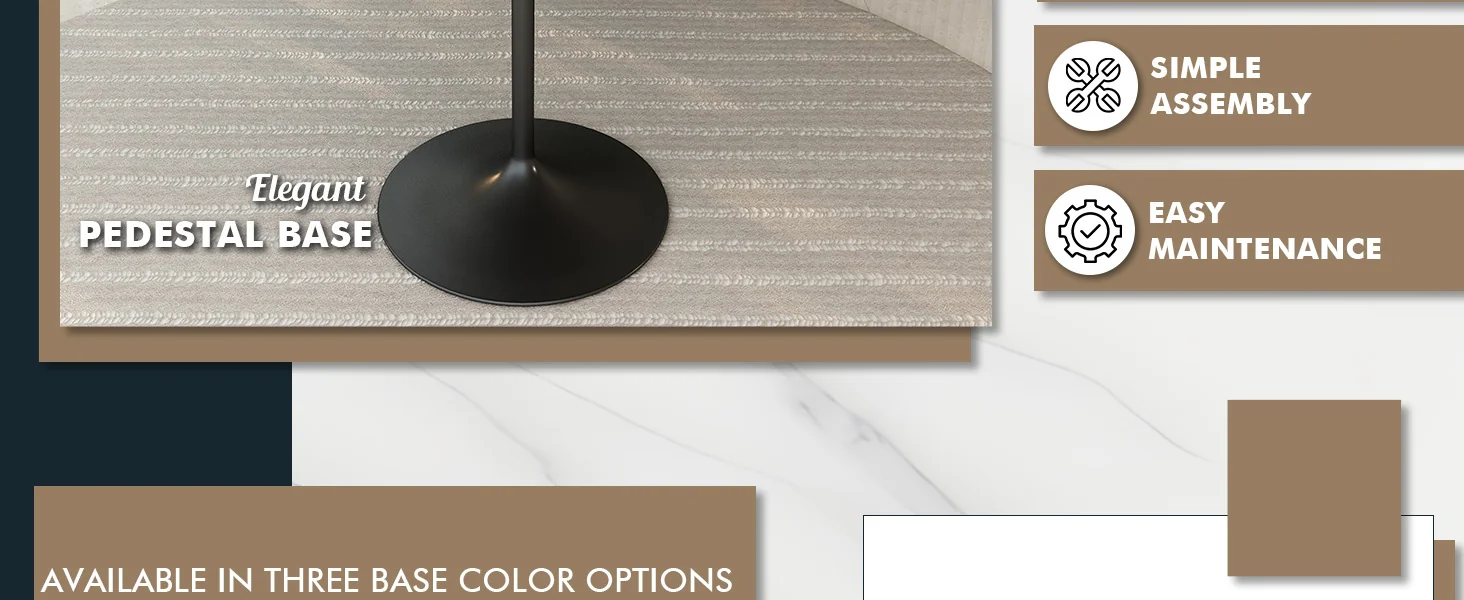 Verve Collection Modern Bar Height Table Black Base with 48" Round Marble Grey Sintered Stone Top