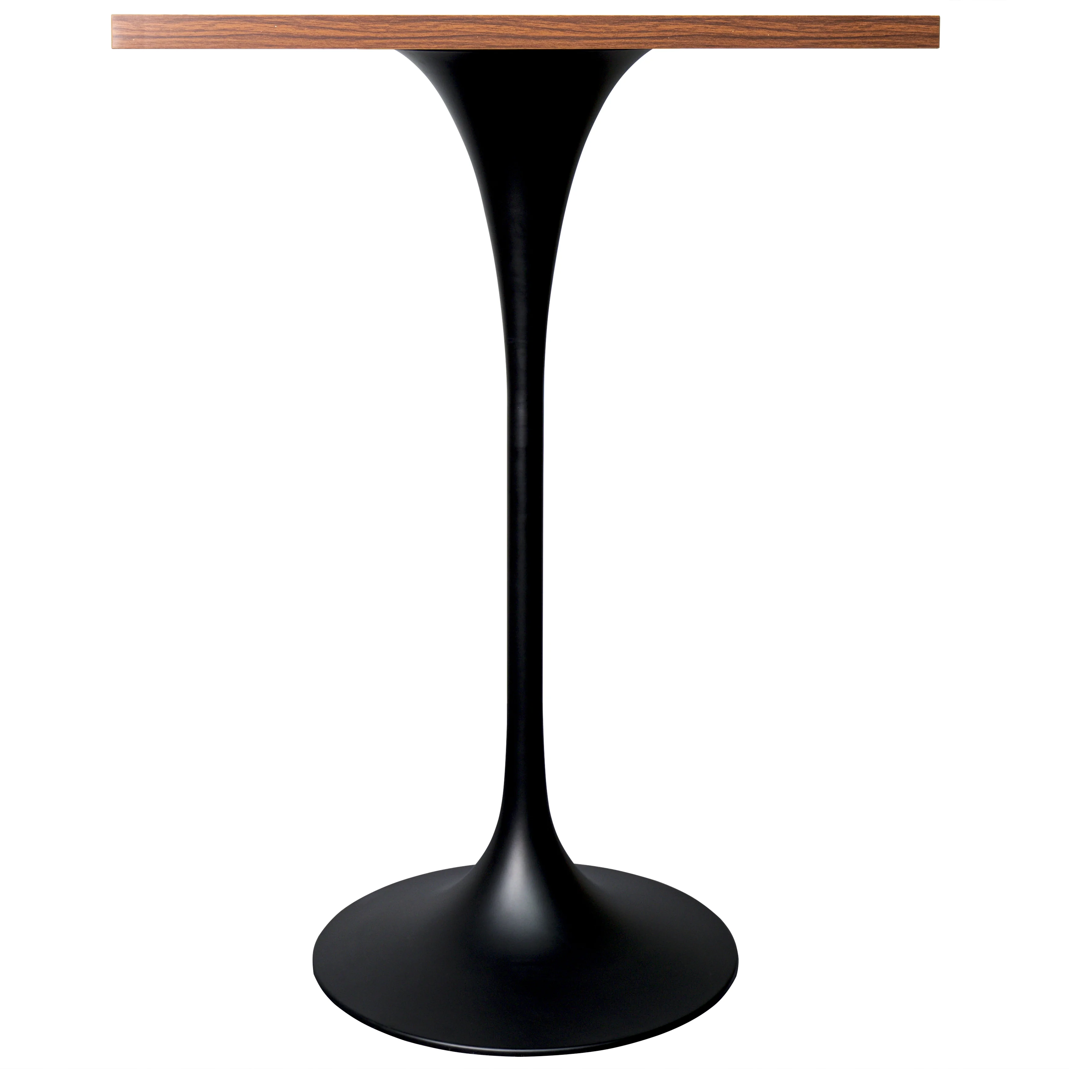Verve Collection 24 Square Top Bar Height Table, Black Base with Cognac Brown MDF Top