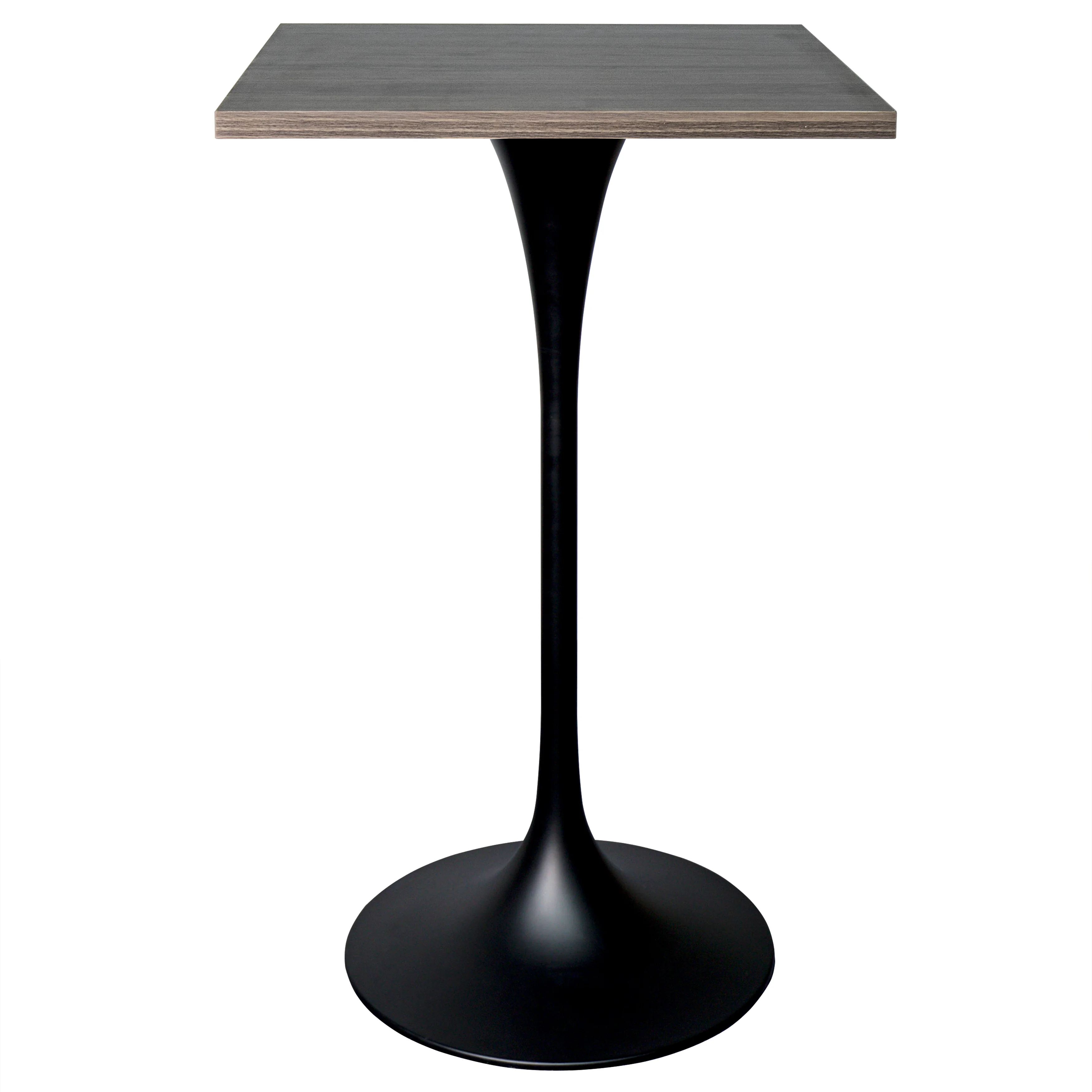 Verve Collection 24 Square Top Bar Height Table, Black Base with Dark Maple MDF Top
