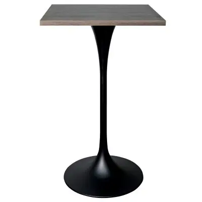 Verve Collection 24 Square Top Bar Height Table, Black Base with Dark Maple MDF Top