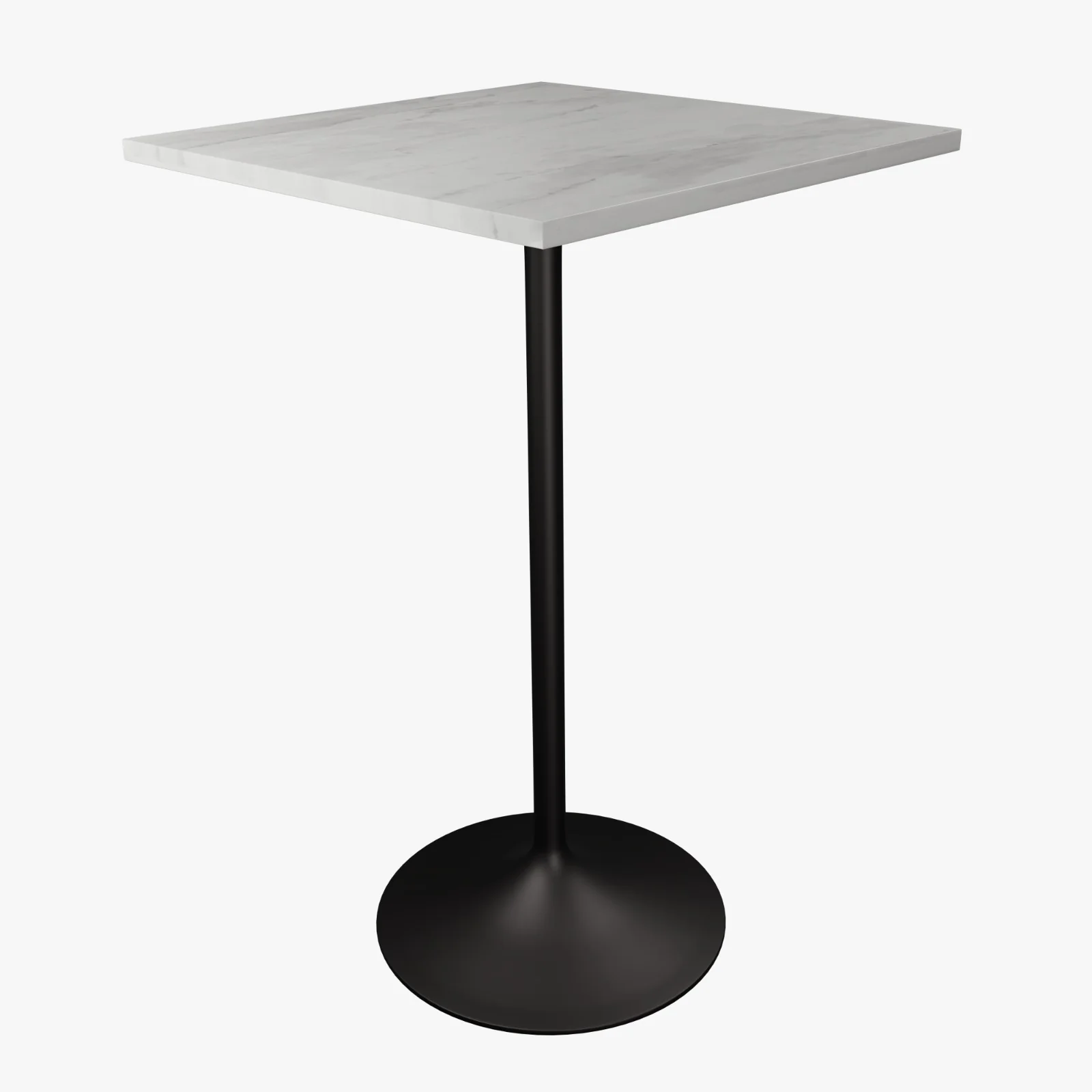 Verve Collection Modern Bar Height Table Black Base with 27" Square Marbleized White Laminated  Top