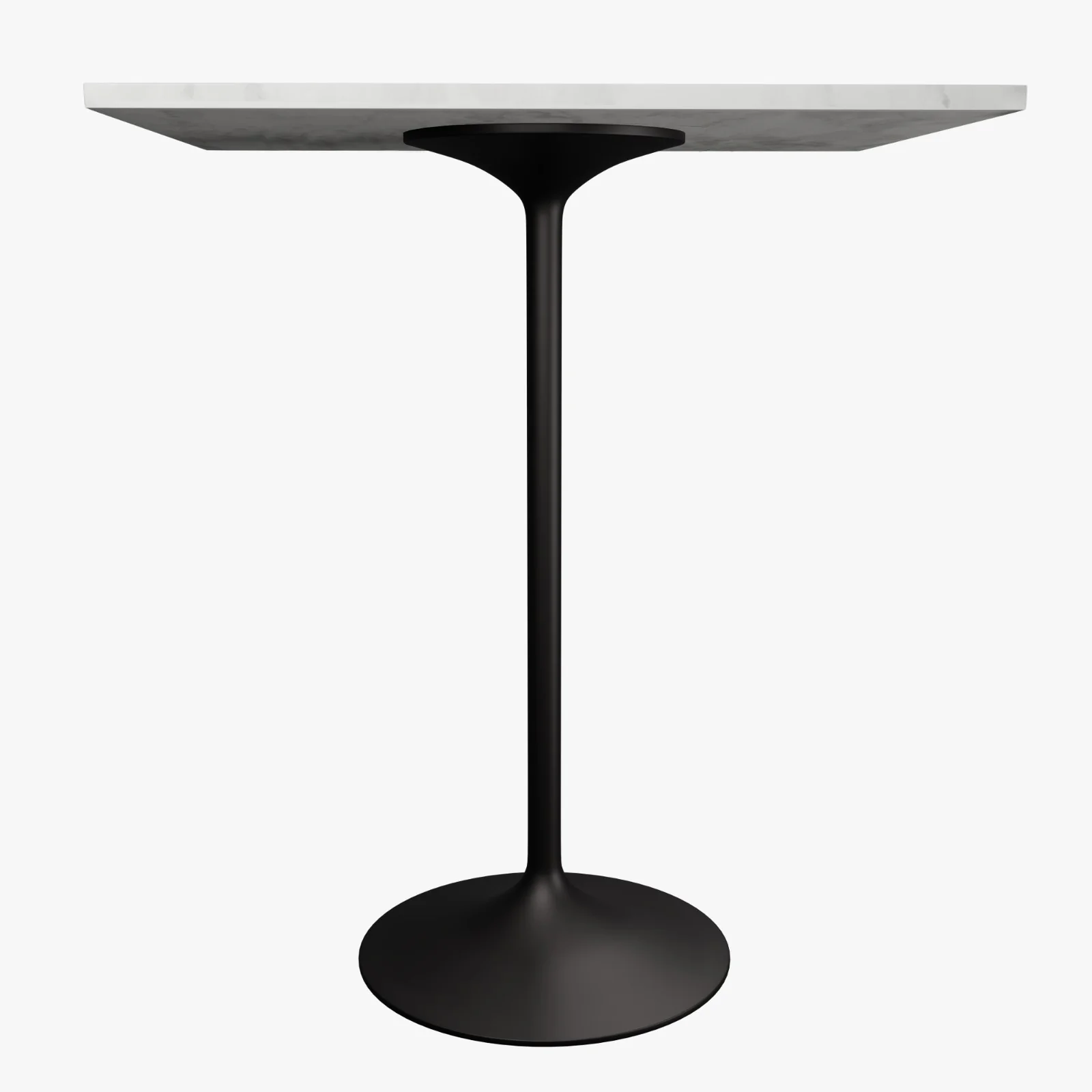 Verve Collection Modern Bar Height Table Black Base with 36" Square Marbleized White Laminated  Top