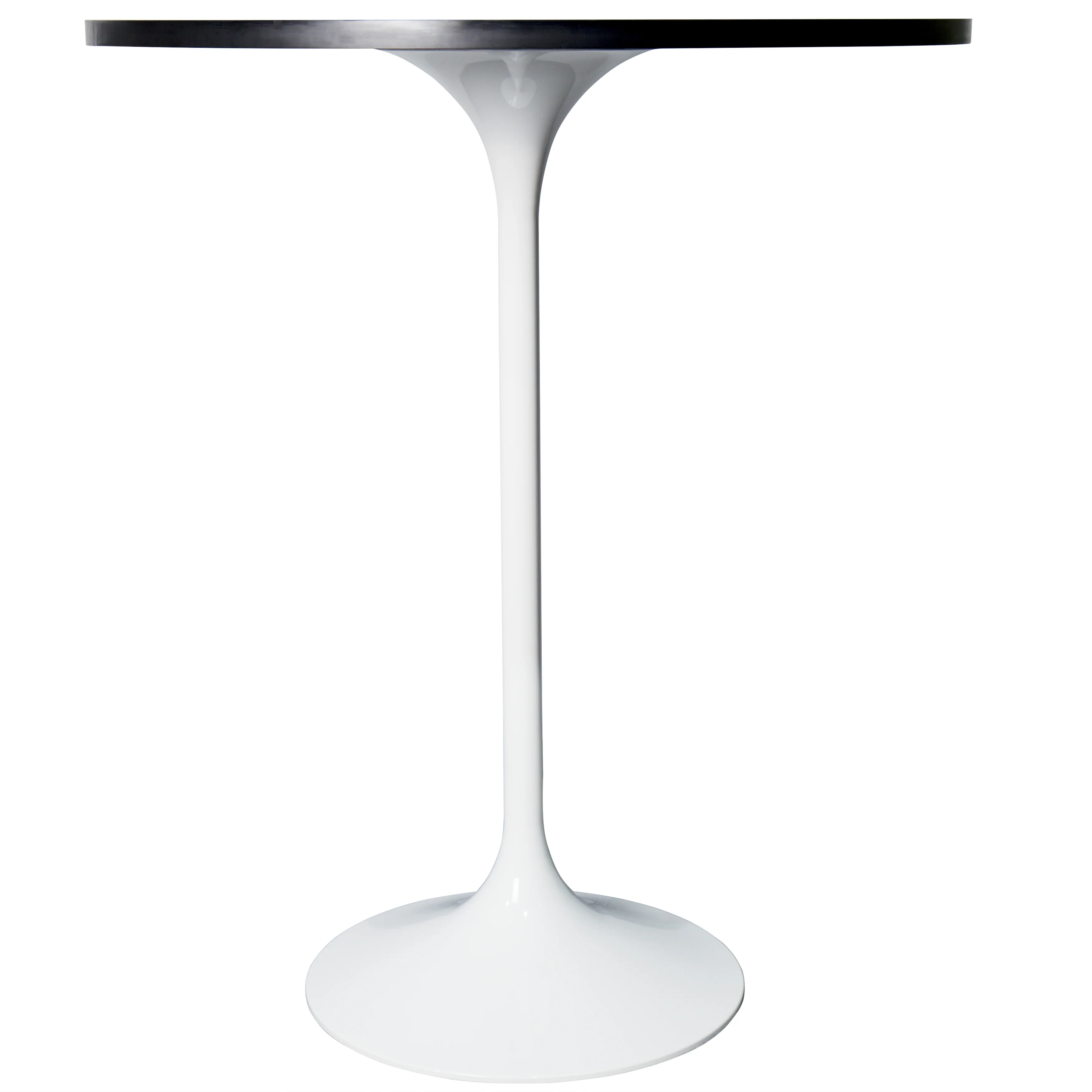 Verve Collection Modern Bar Height Table White Base with 27" Round Black Marbelized MDF Top