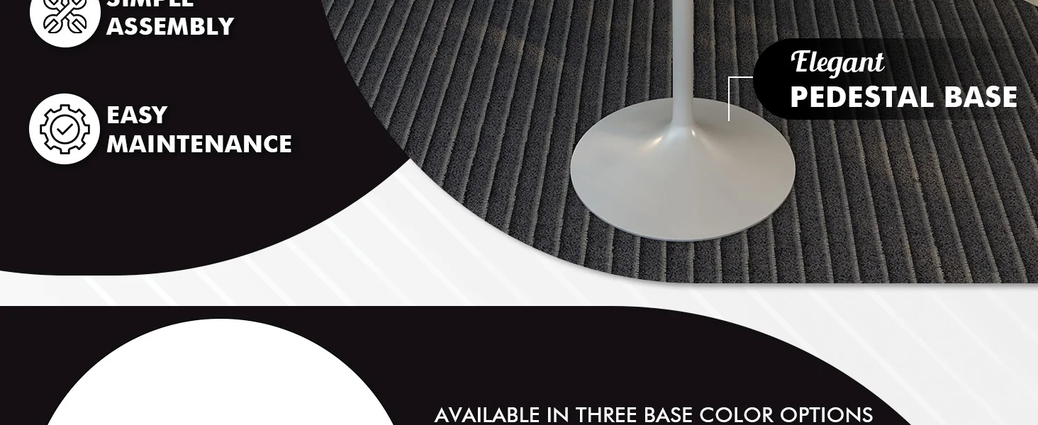 Verve Collection Modern Bar Height Table White Base with 27" Round Black Marbelized Sintered Stone Top