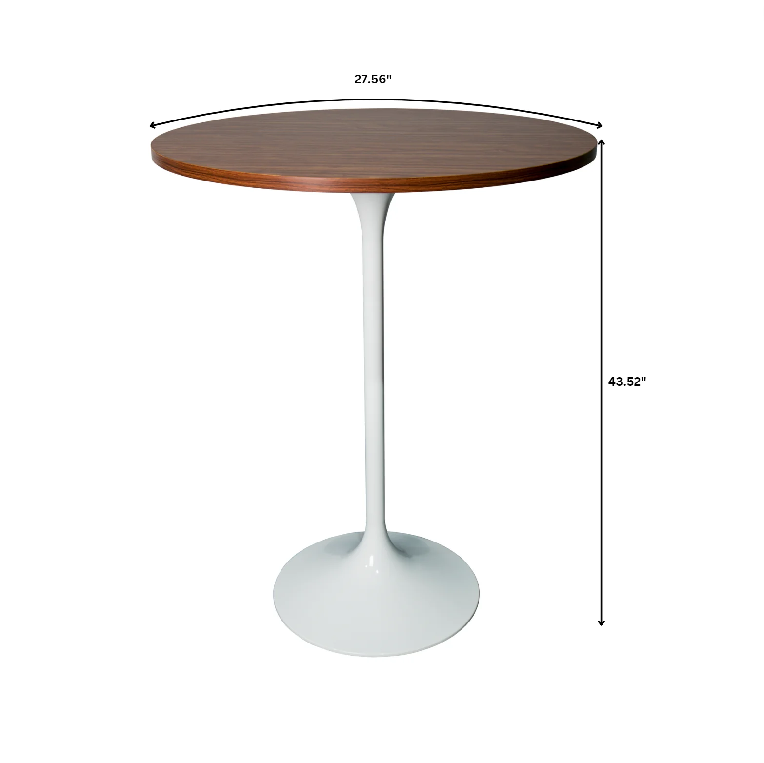 Verve Collection Modern Bar Height Table White Base with 27" Round Cognac Brown MDF Top