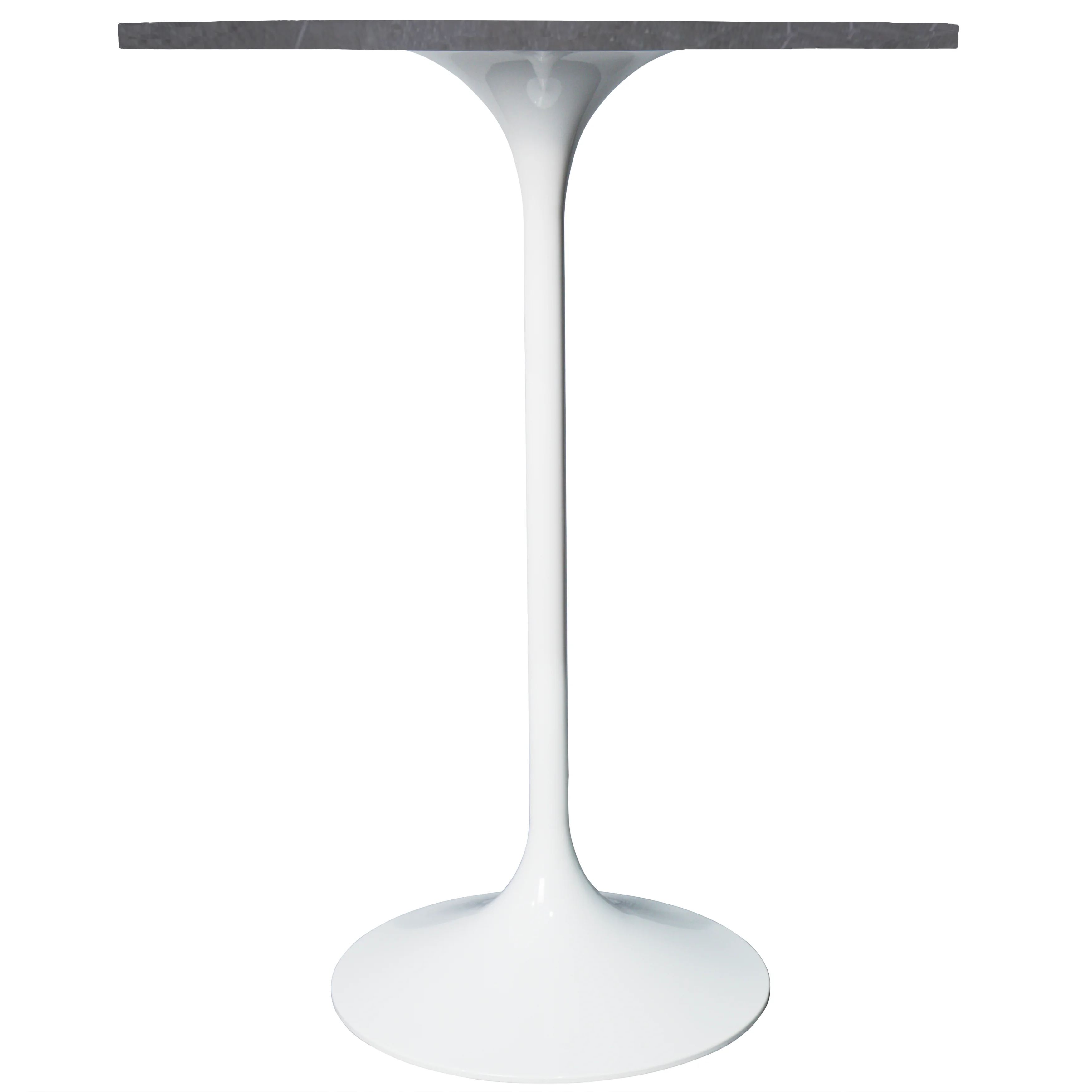 Verve Collection Modern Bar Height Table White Base with 27" Round Marble Grey Sintered Stone Top