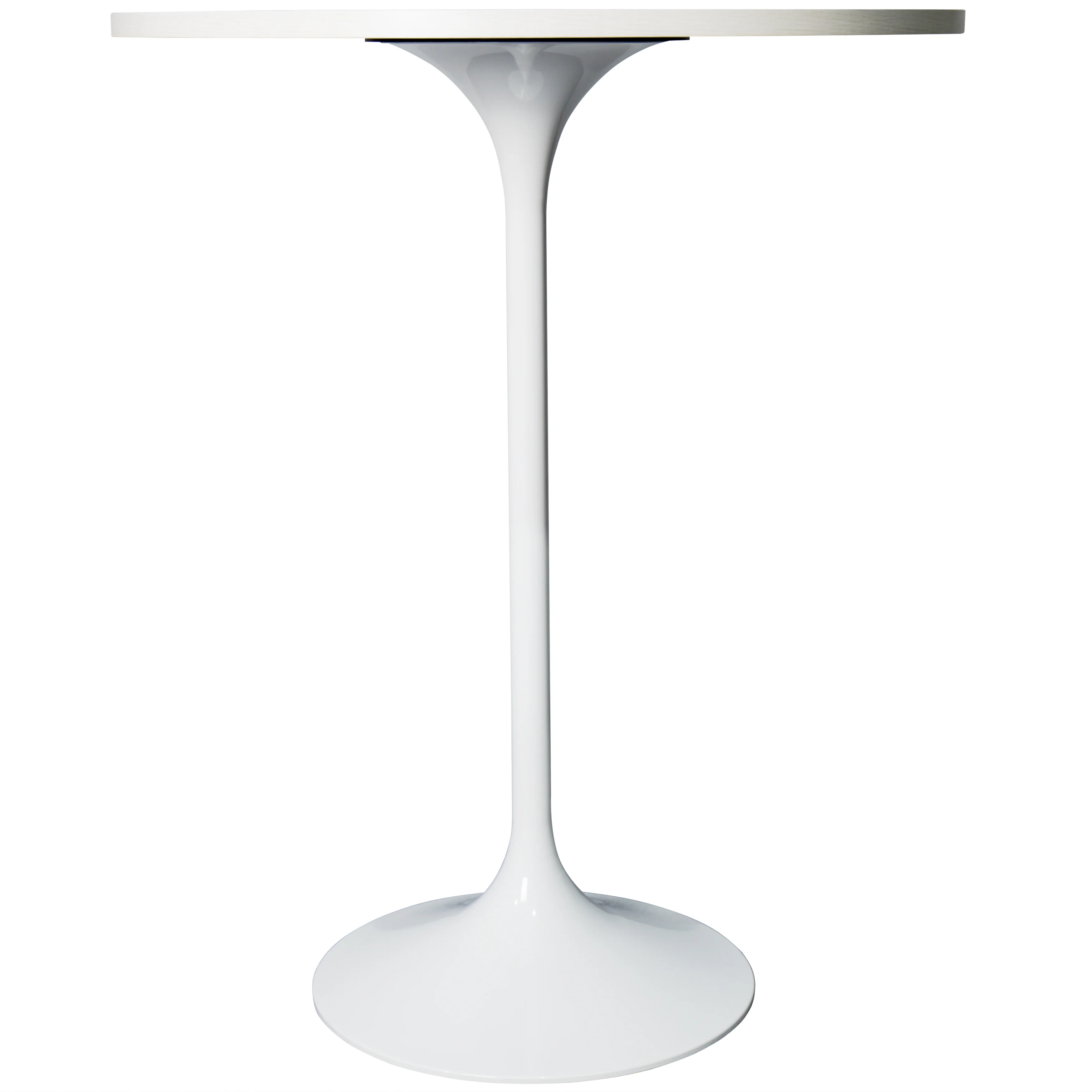 Verve Collection Modern Bar Height Table White Base with 27" Round Light Natural Wood MDF Top