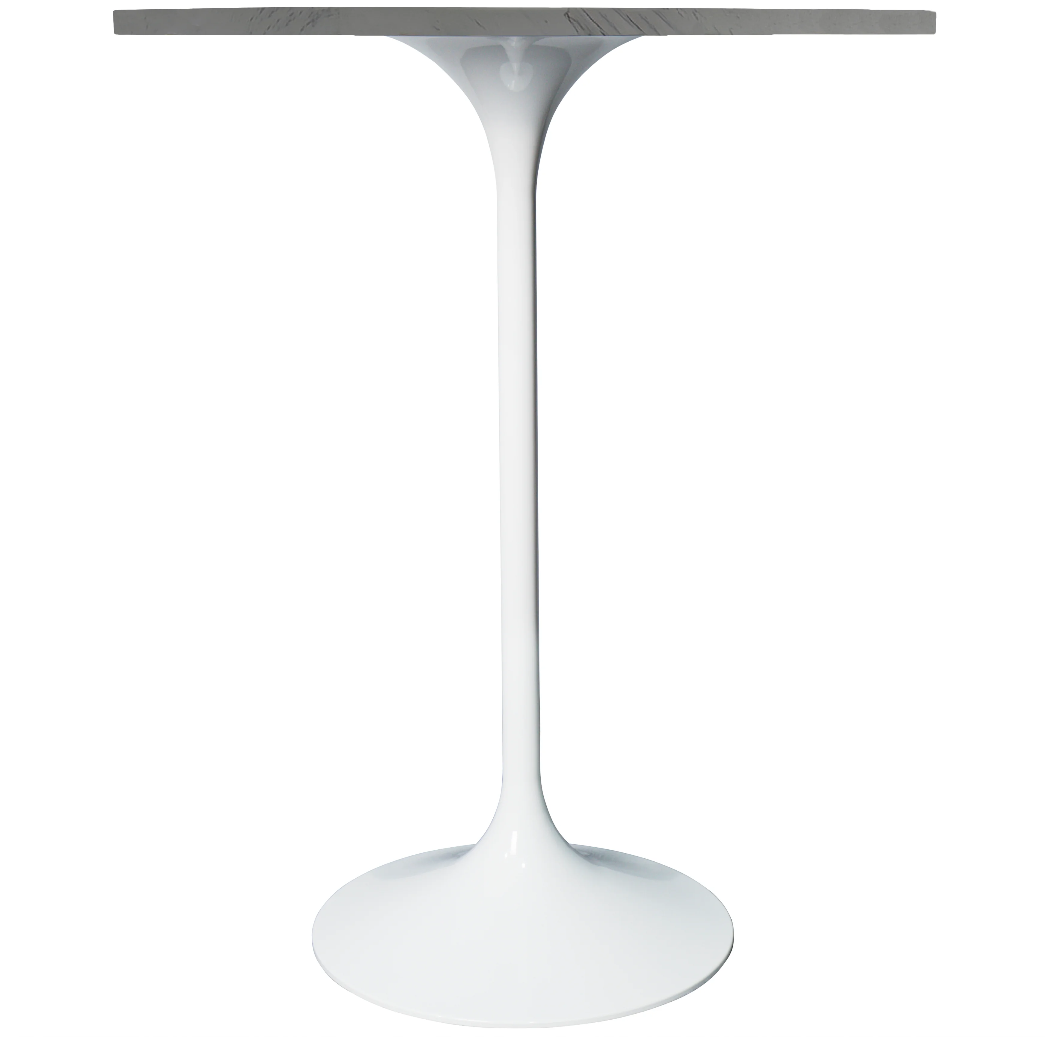Verve Collection Modern Bar Height Table White Base with 27" Round Marbleized White Laminated Top