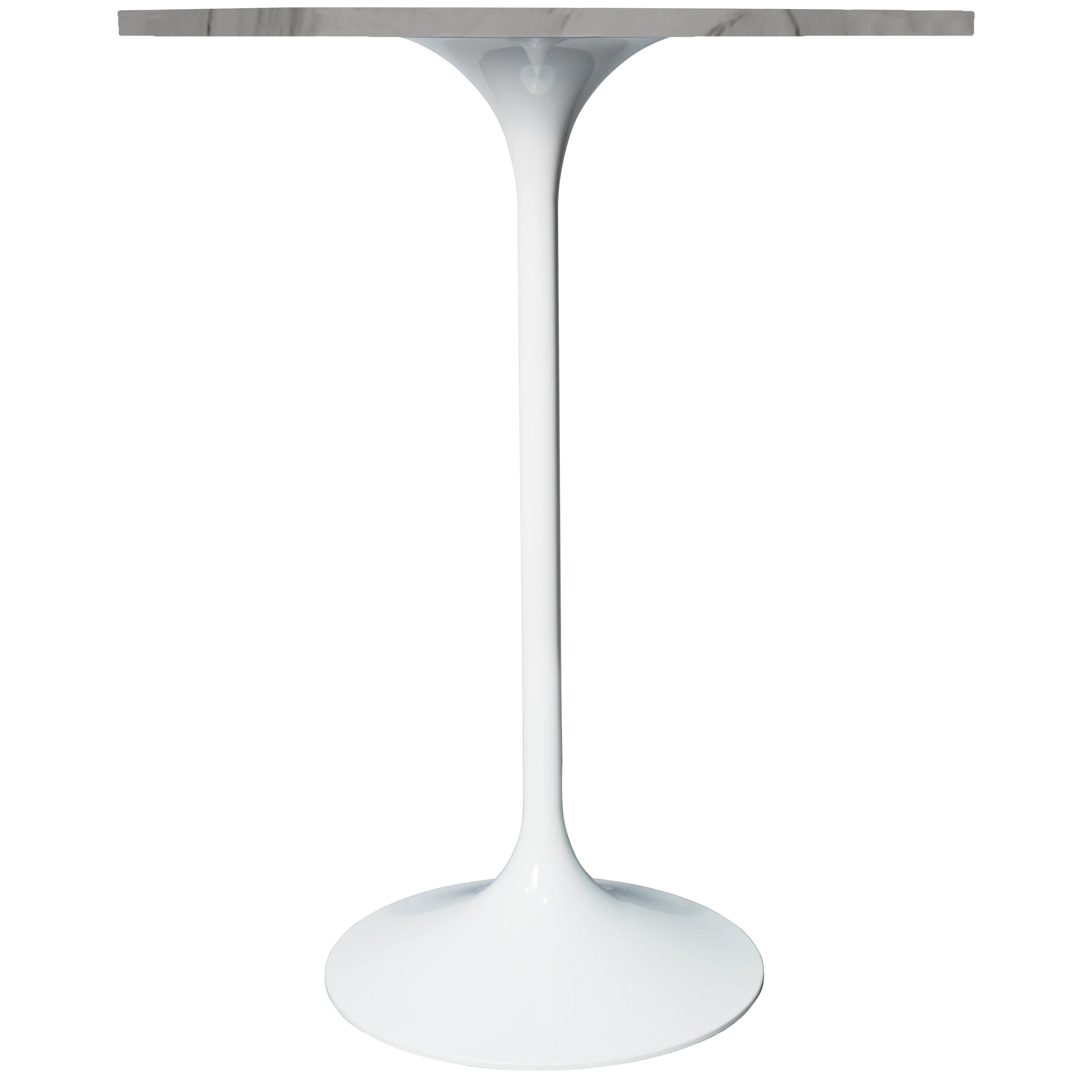 Verve Collection Modern Bar Height Table White Base with 27" Round Marble White Sintered Stone Top