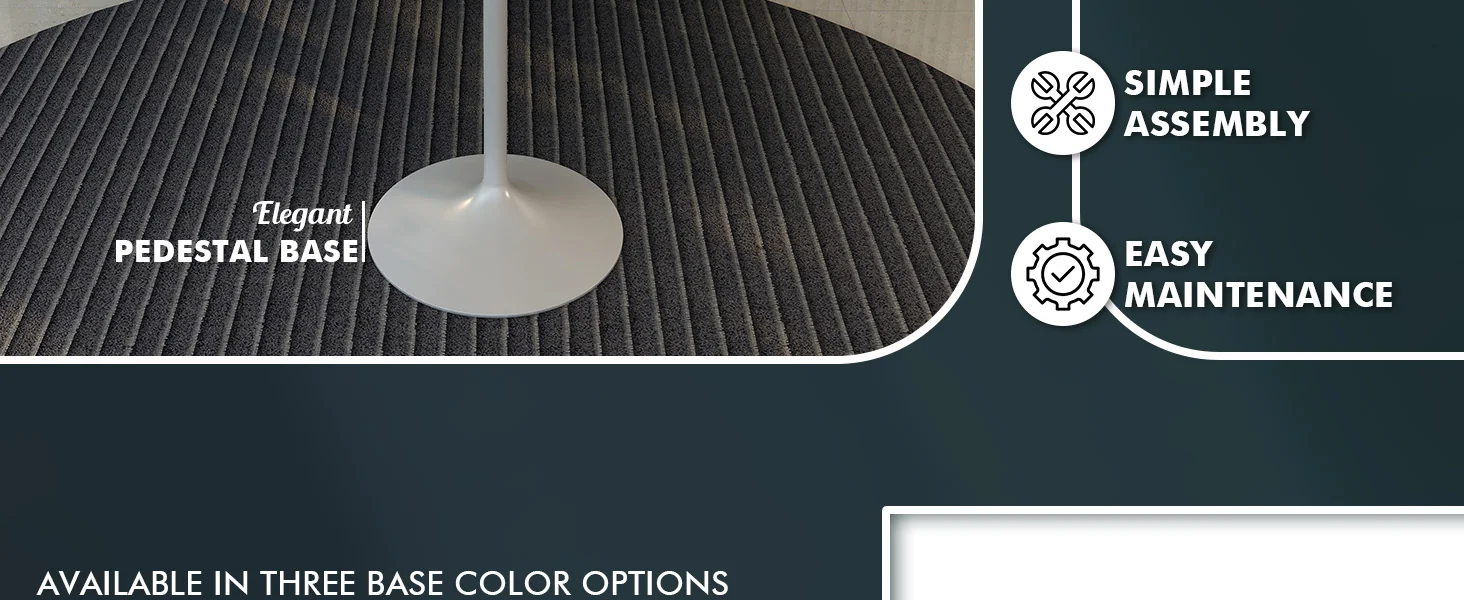 Verve Collection Modern Bar Height Table White Base with 36" Round Black Marbelized MDF Top