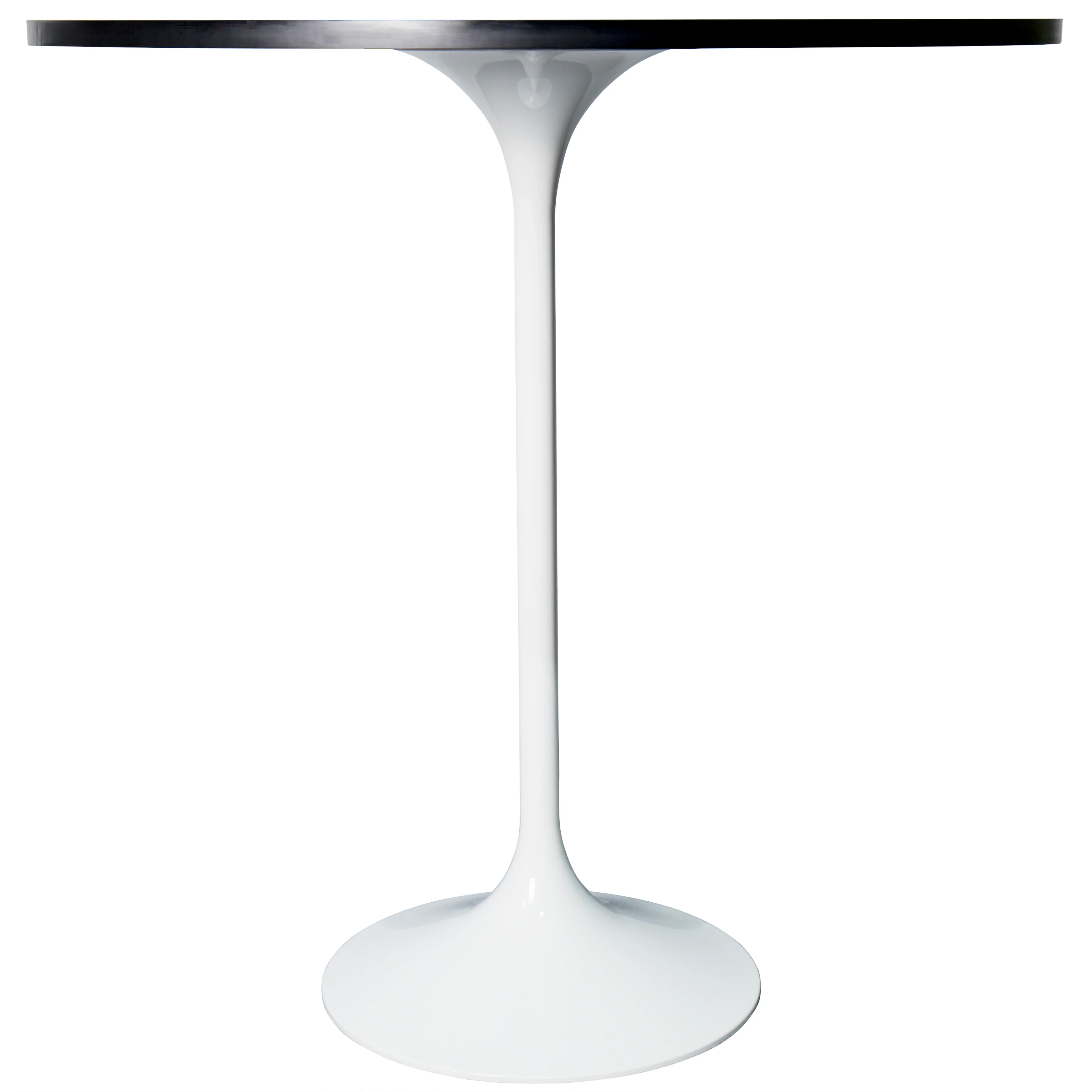 Verve Collection Modern Bar Height Table White Base with 36" Round Black Marbelized Sintered Stone Top