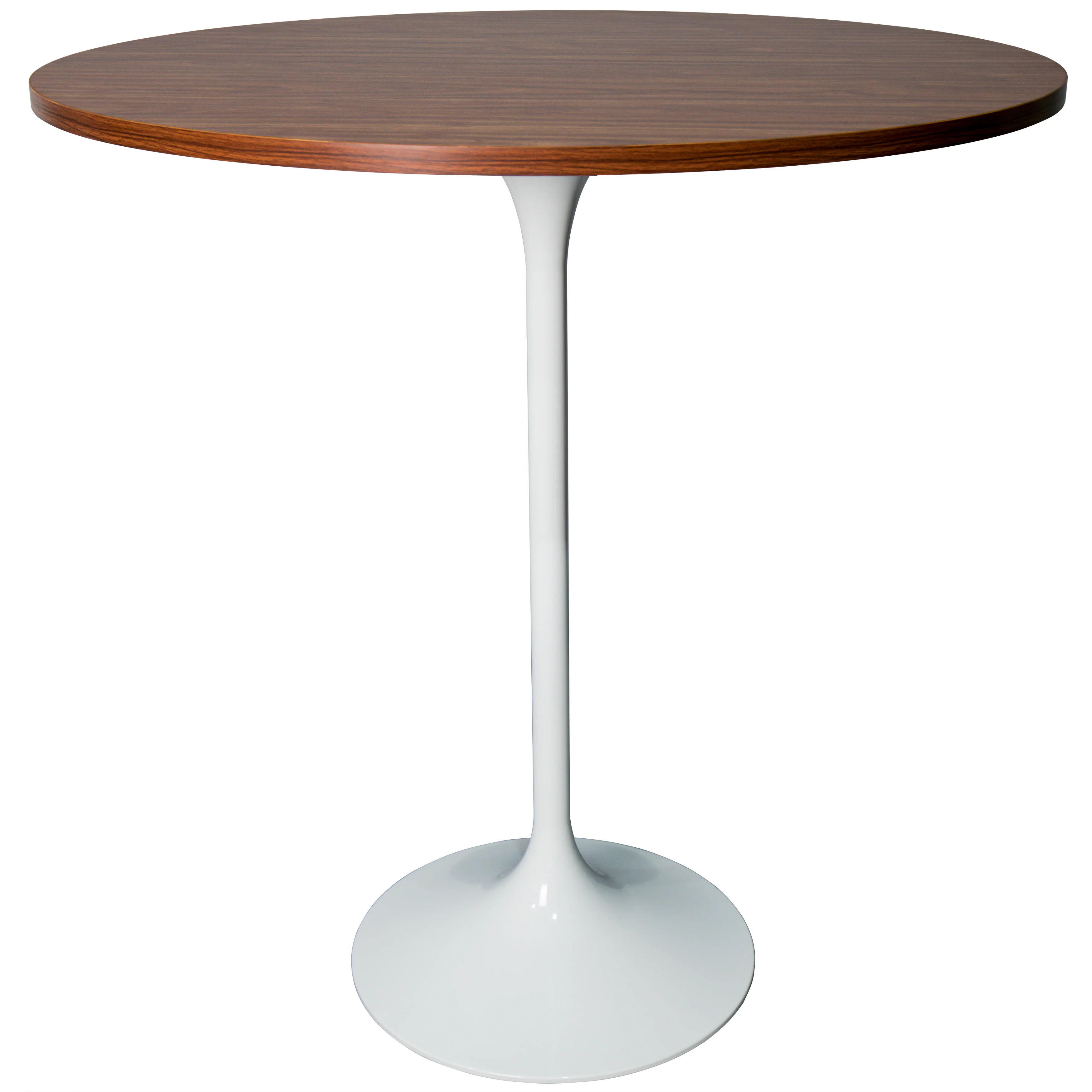 Verve Collection Modern Bar Height Table White Base with 36" Round Cognac Brown MDF Top