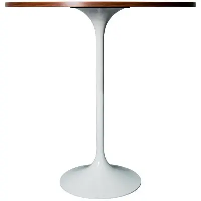 Verve Collection Modern Bar Height Table White Base with 36" Round Cognac Brown MDF Top