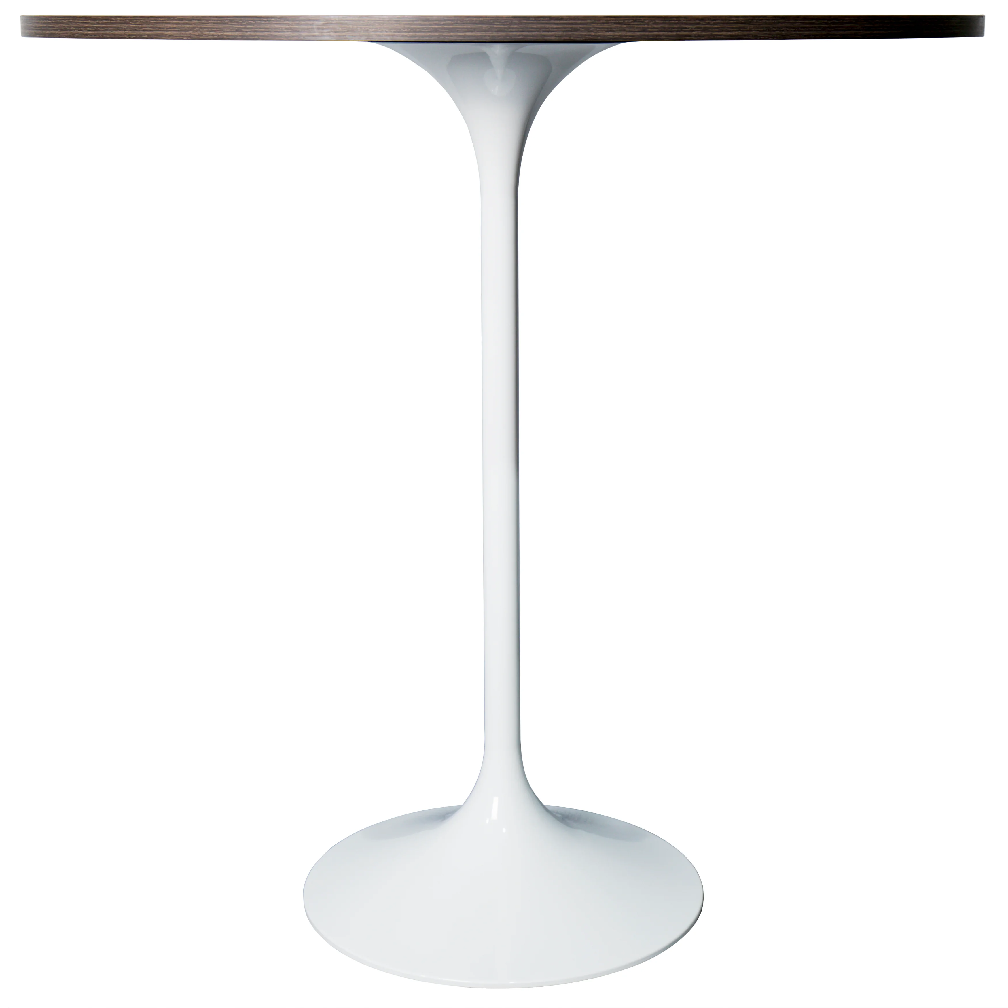 Verve Collection Modern Bar Height Table White Base with 36" Round Dark Walnut MDF Top