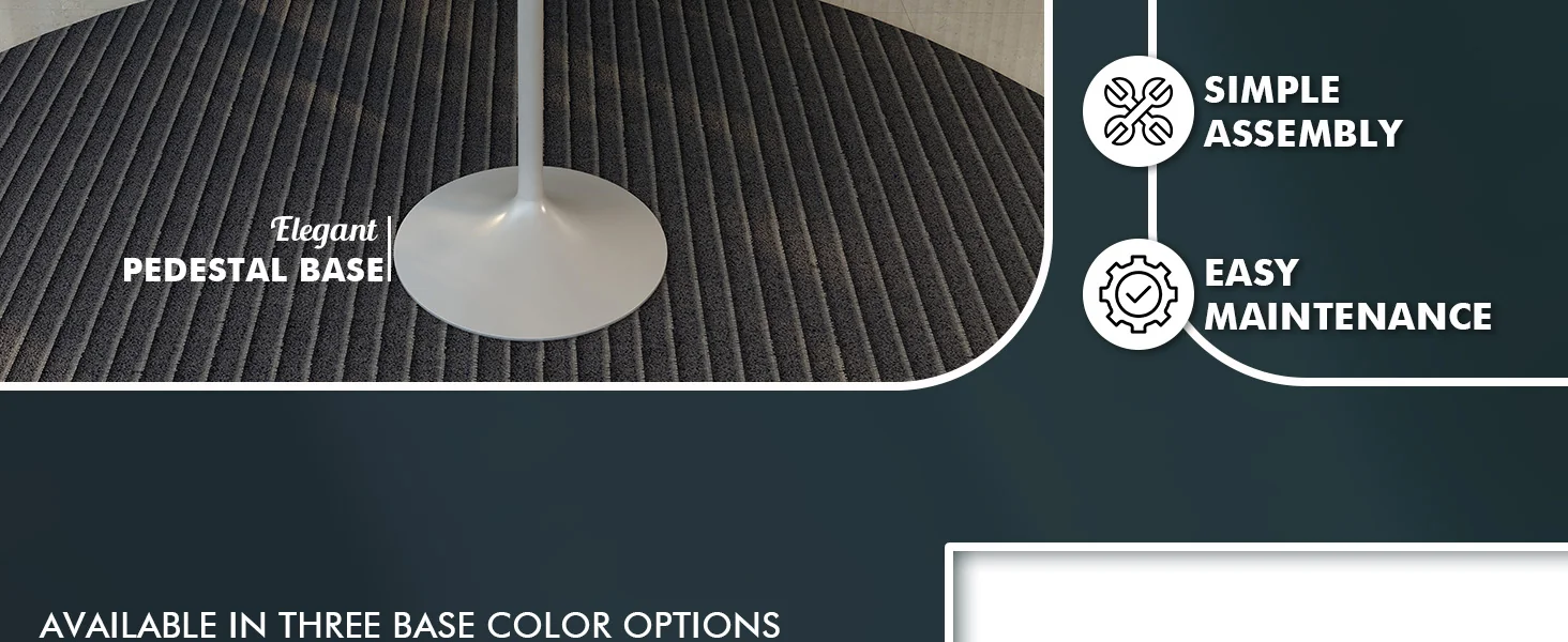 Verve Collection Modern Bar Height Table White Base with 36" Round Dark Walnut MDF Top