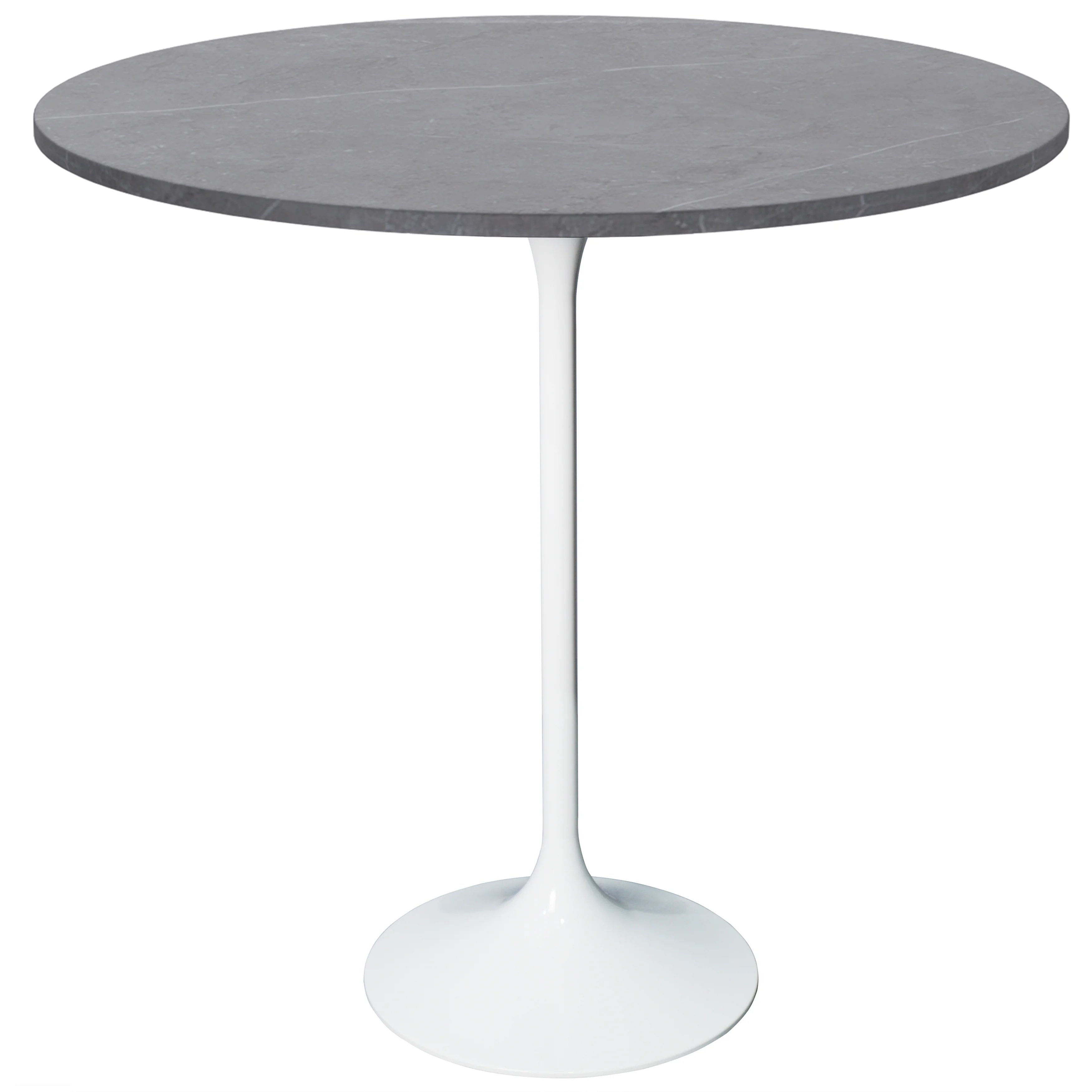 Verve Collection Modern Bar Height Table White Base with 36" Round Marble Grey Sintered Stone Top