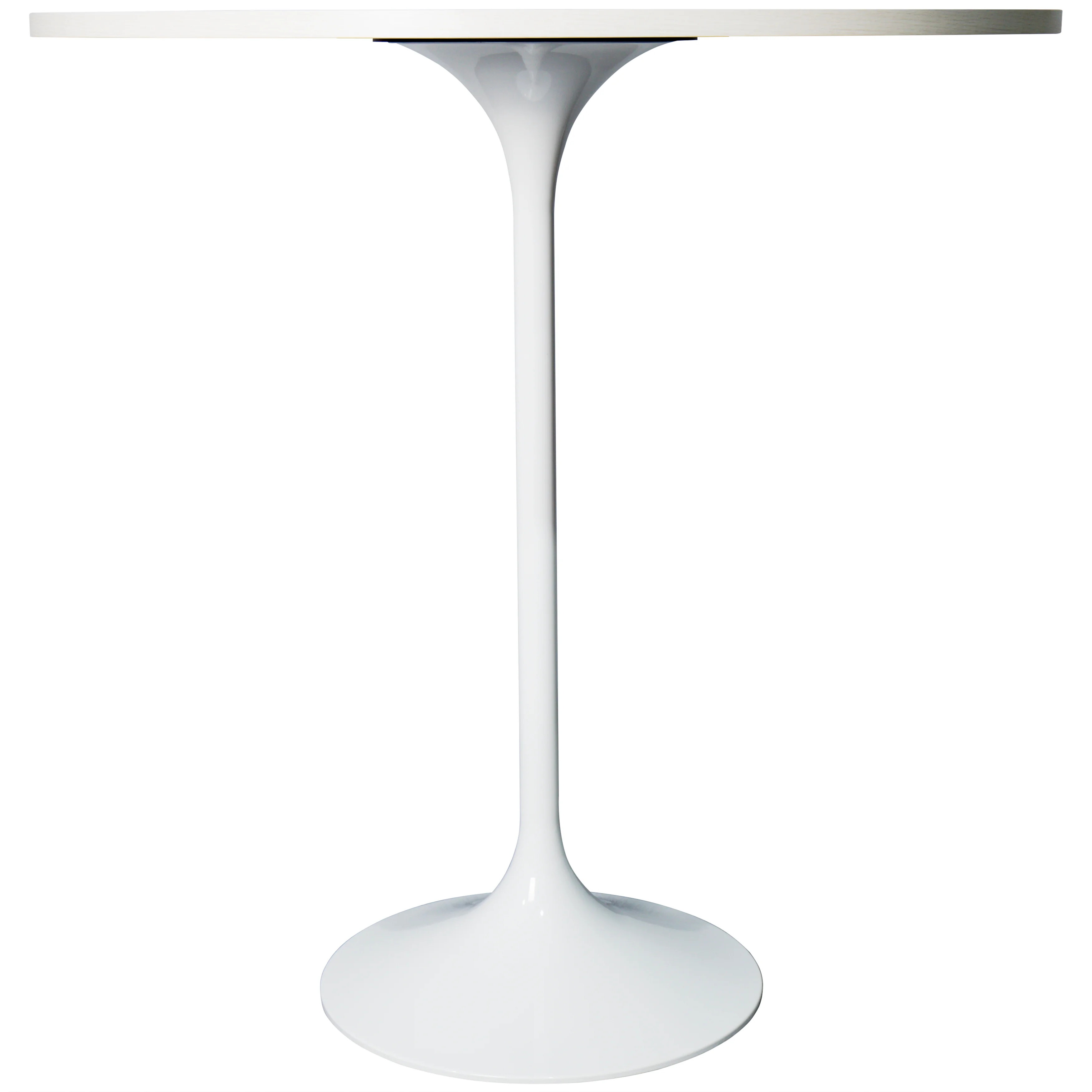 Verve Collection Modern Bar Height Table White Base with 36" Round Light Natural Wood MDF Top