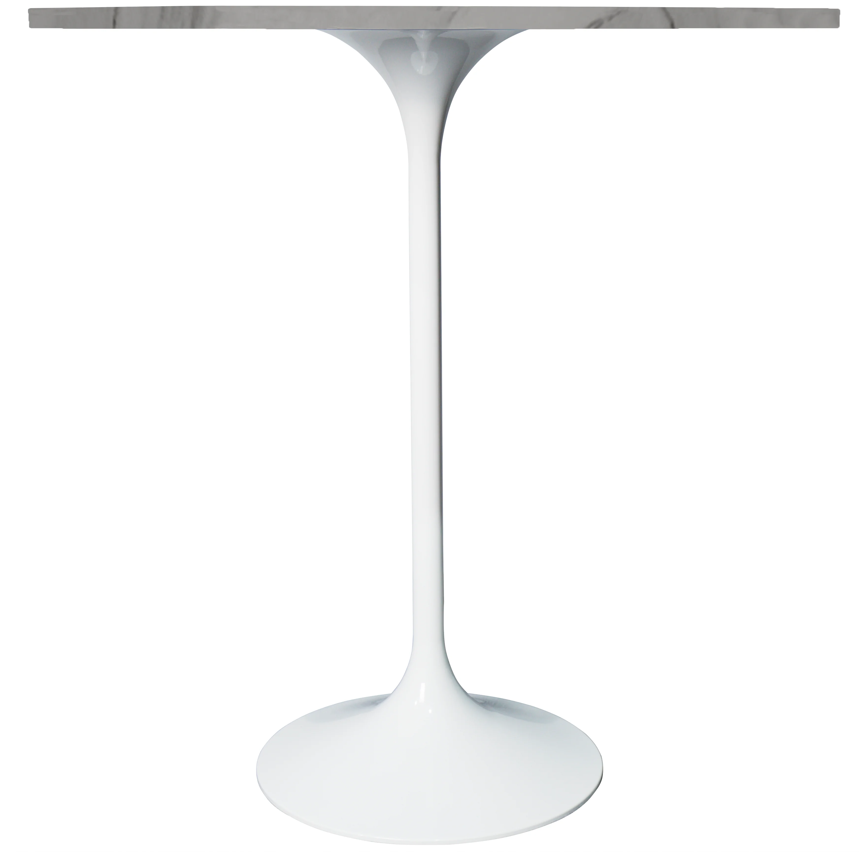 Verve Collection Modern Bar Height Table White Base with 36" Round Marble White Sintered Stone Top