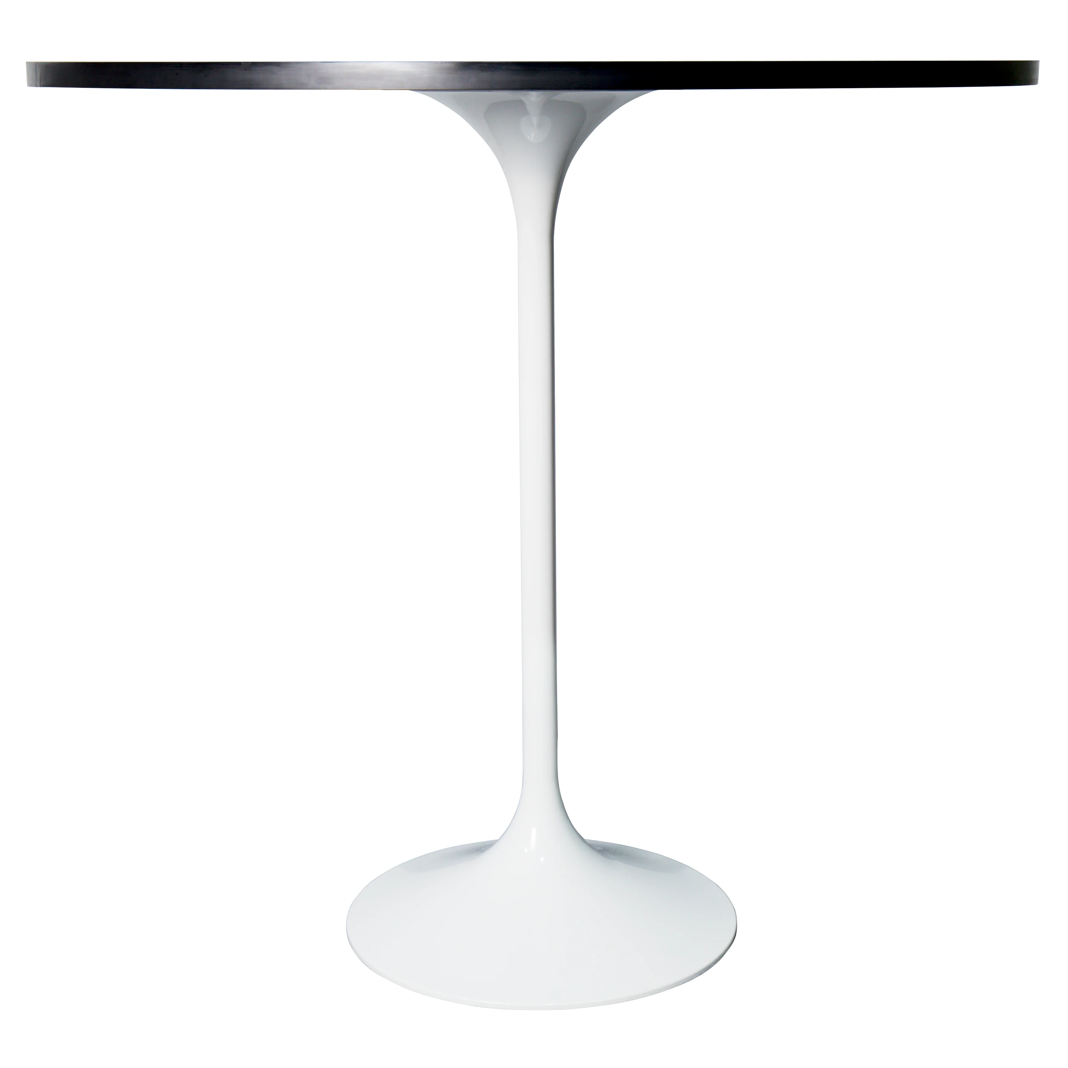 Verve Collection Modern Bar Height Table White Base with 48" Round Black Marbelized MDF Top
