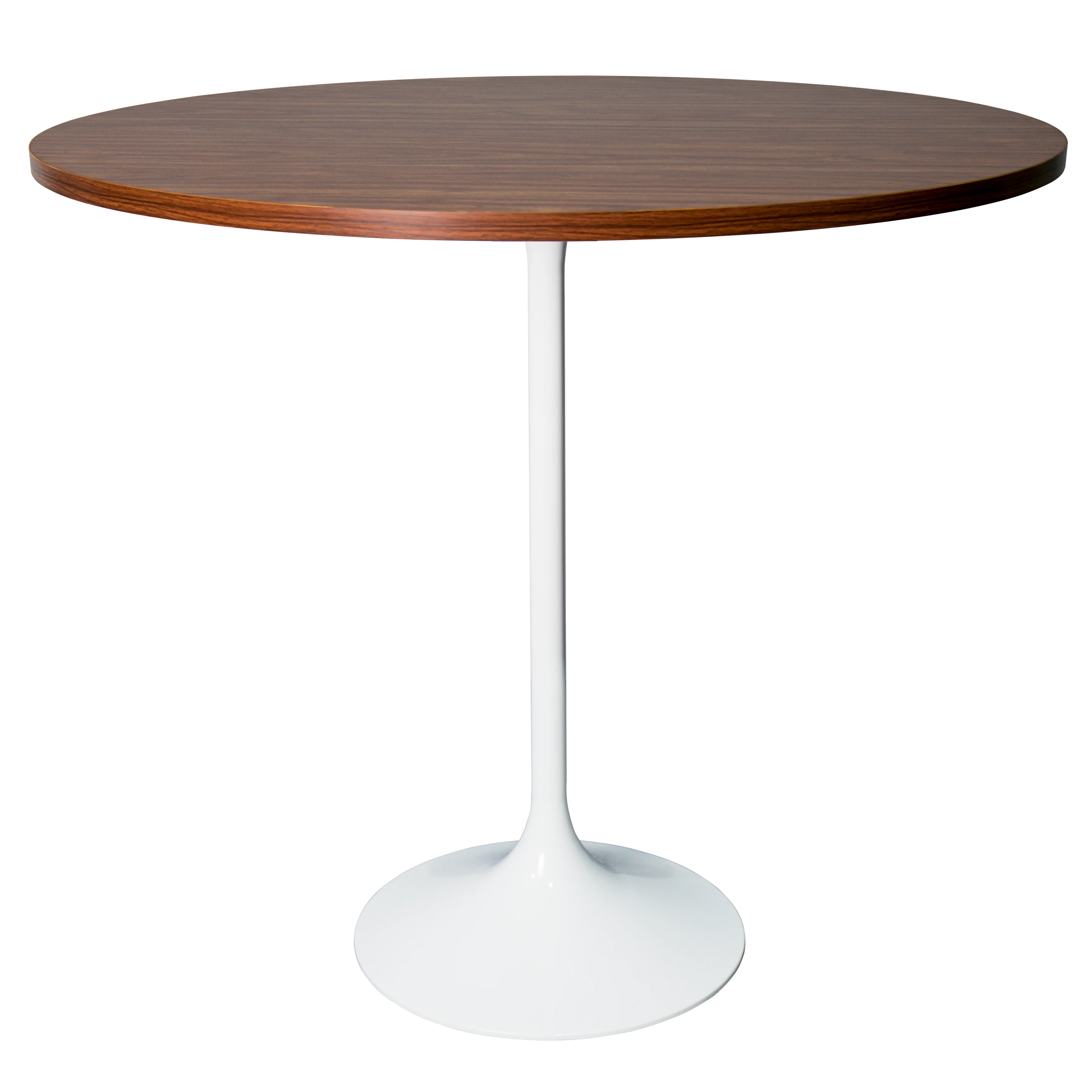 Verve Collection Modern Bar Height Table White Base with 48" Round Cognac Brown MDF Top
