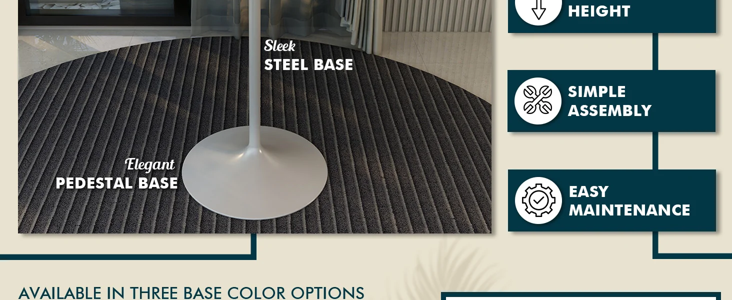 Verve Collection Modern Bar Height Table White Base with 48" Round Cognac Brown MDF Top