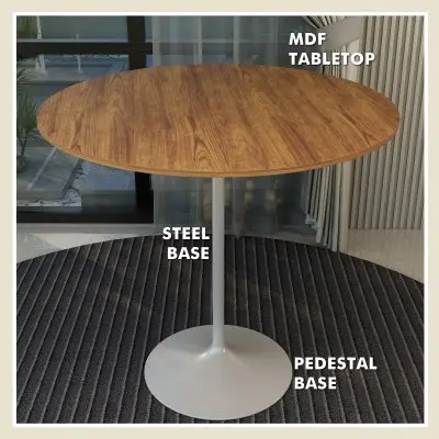 Verve Collection Modern Bar Height Table White Base with 48" Round Cognac Brown MDF Top