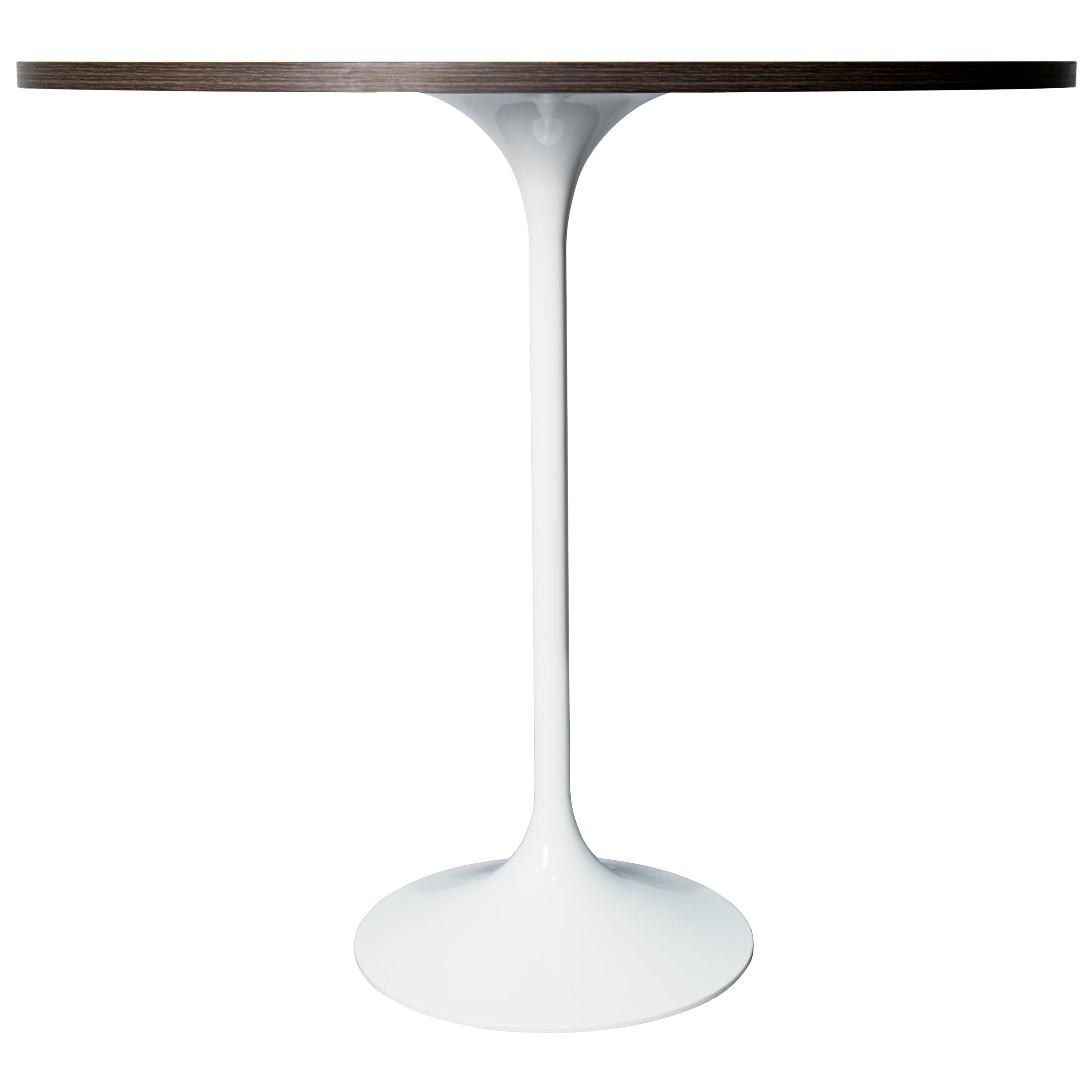 Verve Collection Modern Bar Height Table White Base with 48" Round Dark Walnut MDF Top