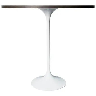 Verve Collection Modern Bar Height Table White Base with 48" Round Dark Walnut MDF Top