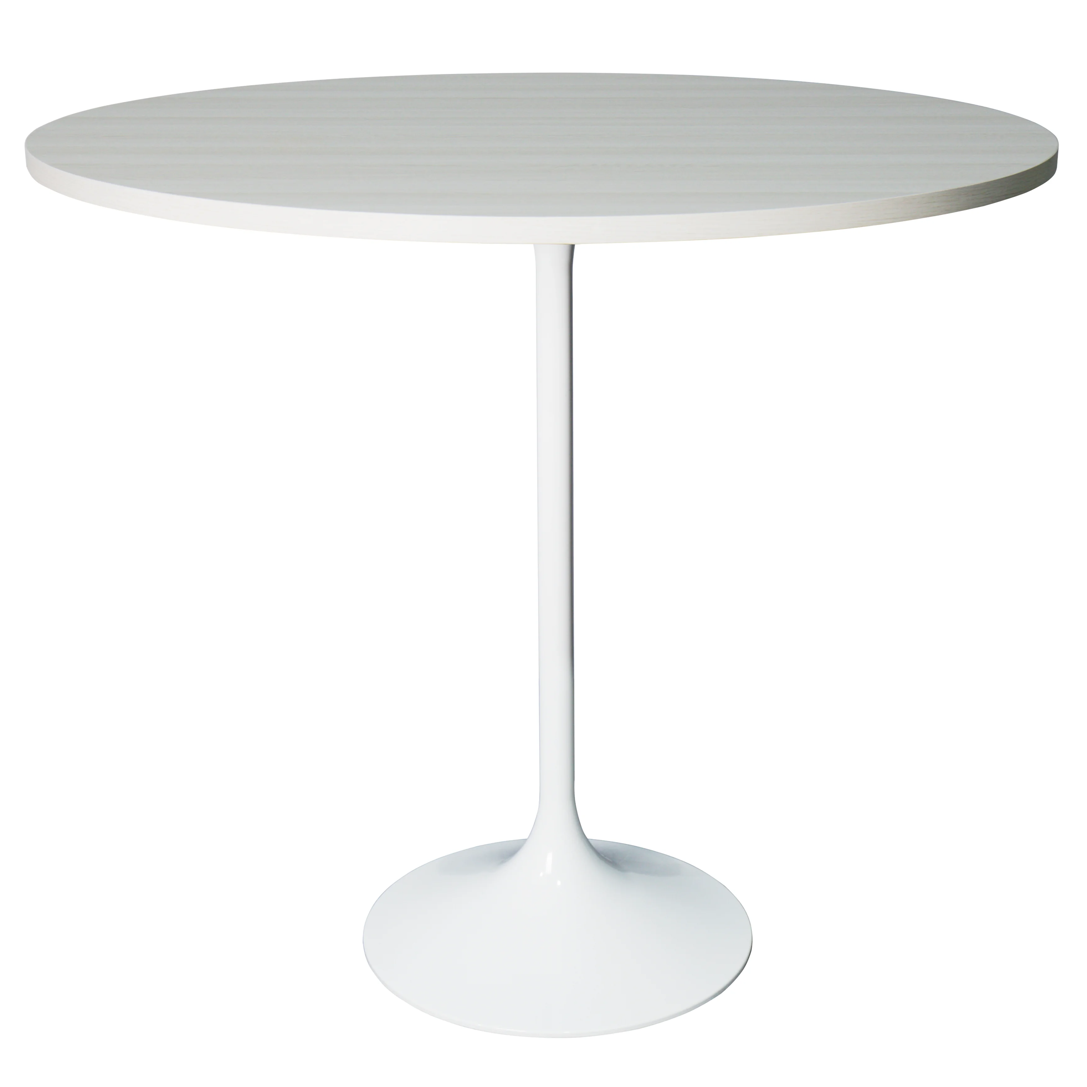 Verve Collection Modern Bar Height Table White Base with 48" Round Light Natural Wood MDF Top