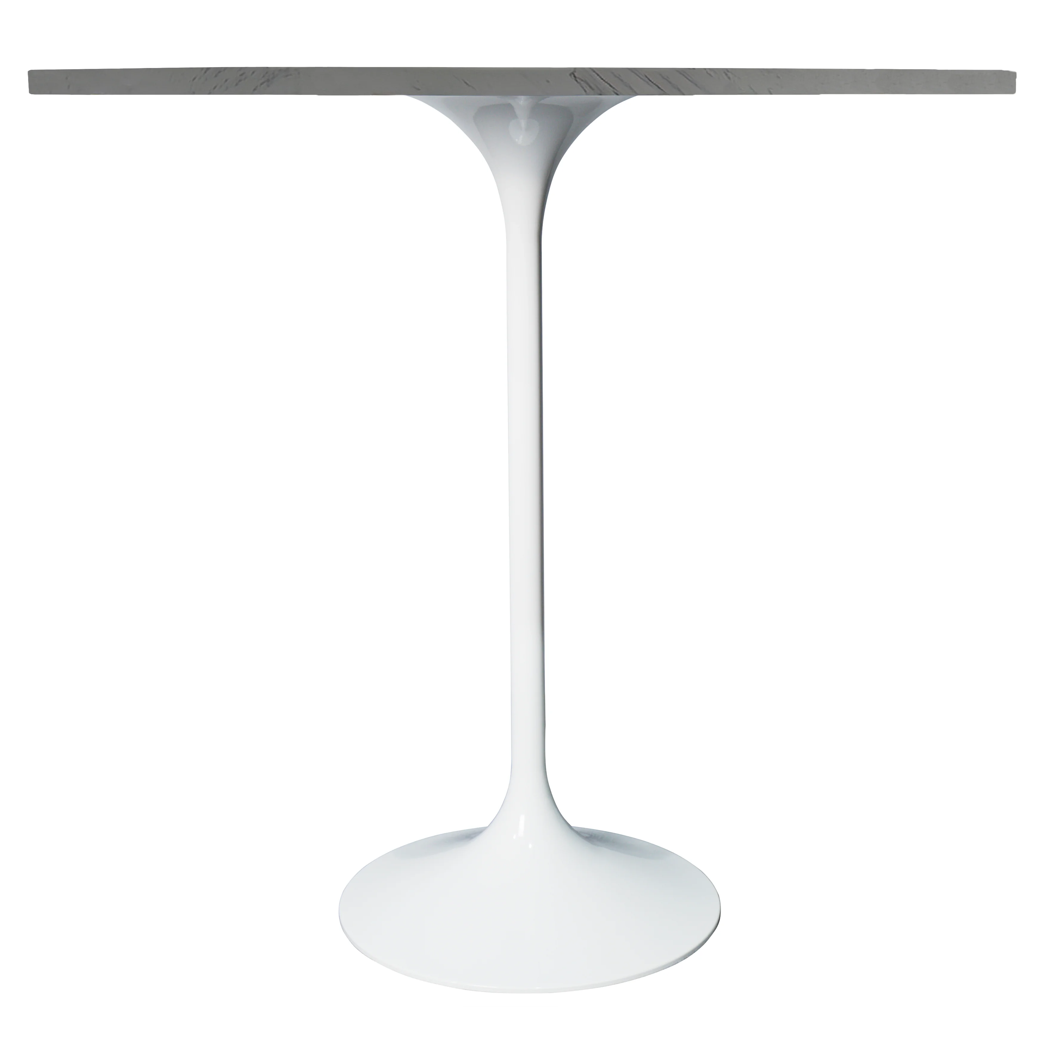 Verve Collection Modern Bar Height Table White Base with 48" Round Marbleized White Laminated Top