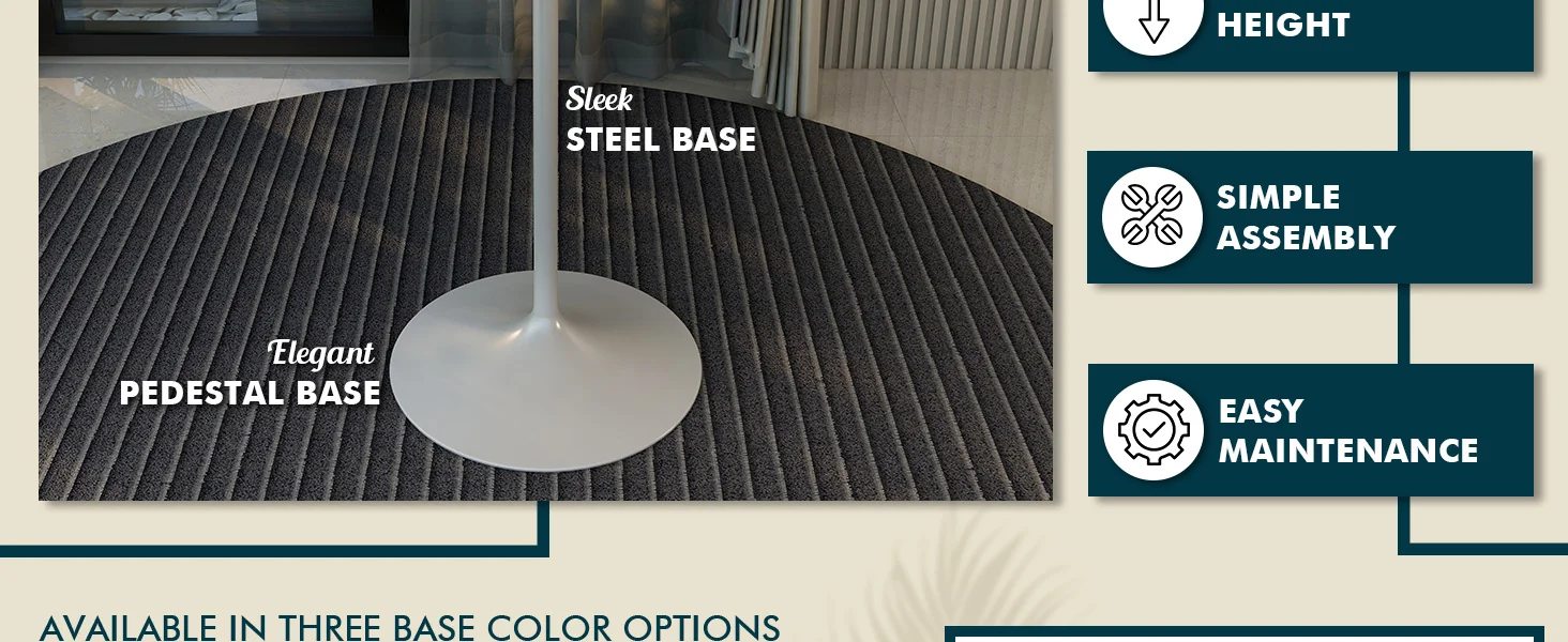 Verve Collection Modern Bar Height Table White Base with 48" Round Marbleized White Laminated Top