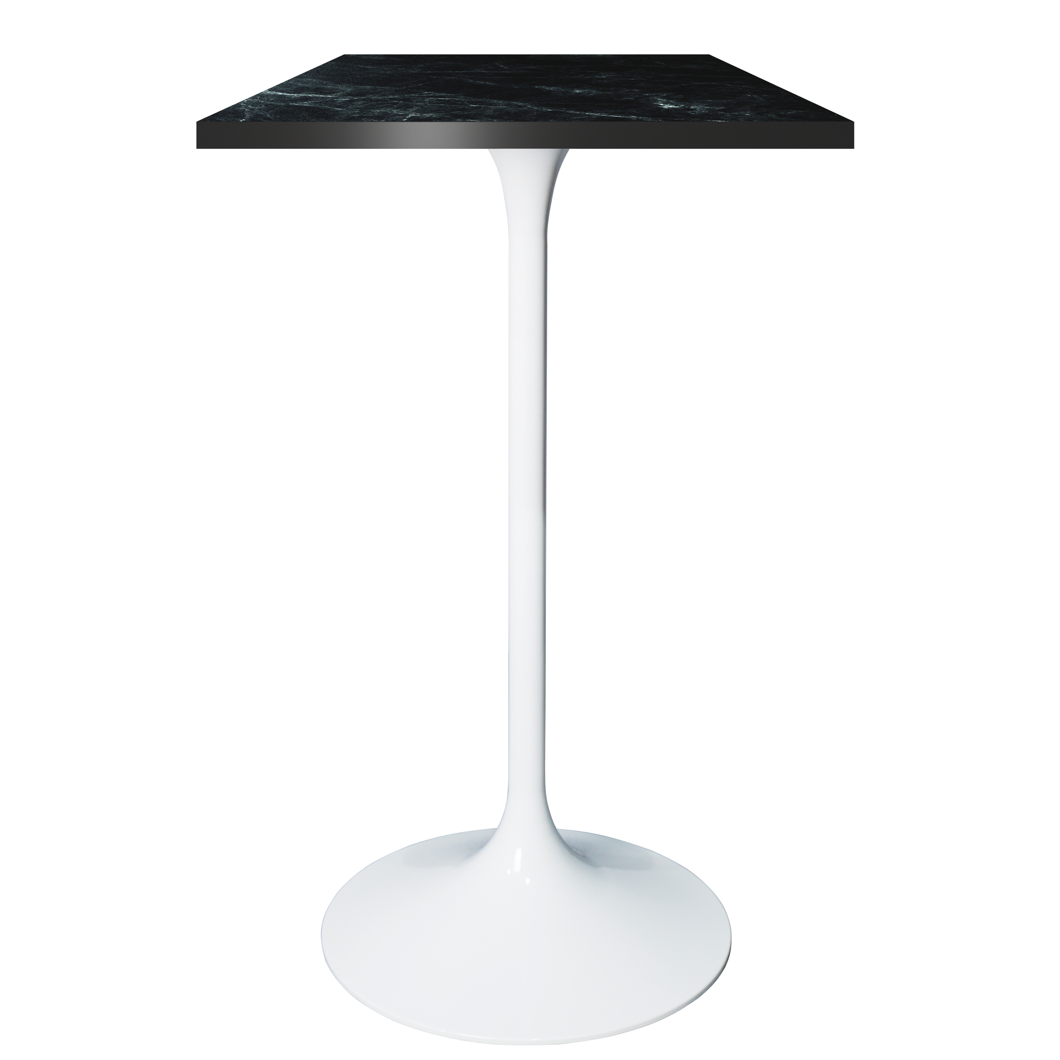 Verve Collection 24 Square Top Bar Height Table, White Base with Black MDF Top