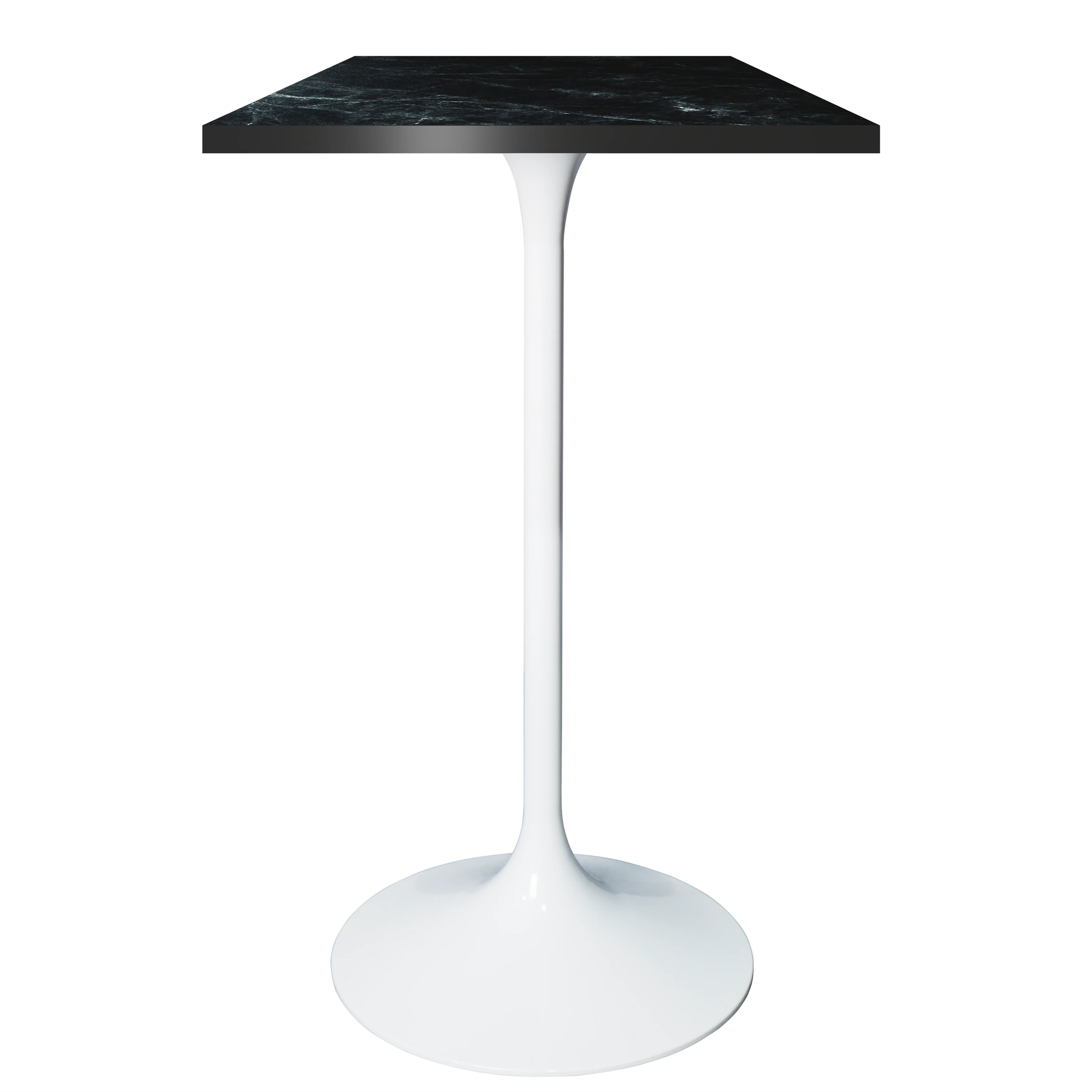 Verve Collection 24 Square Top Bar Height Table, White Base with Black MDF Top