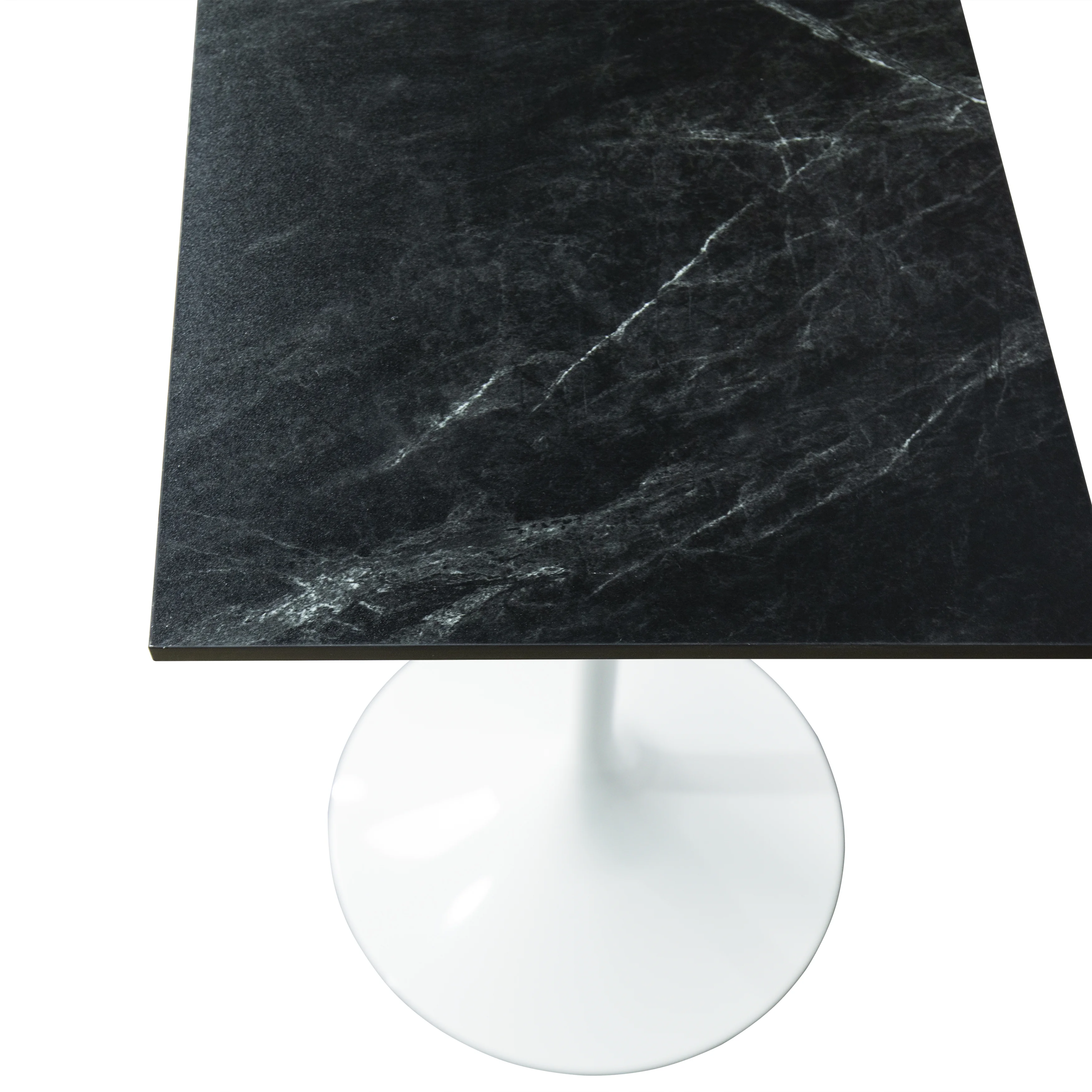 Verve Collection 24 Square Top Bar Height Table, White Base with Black MDF Top