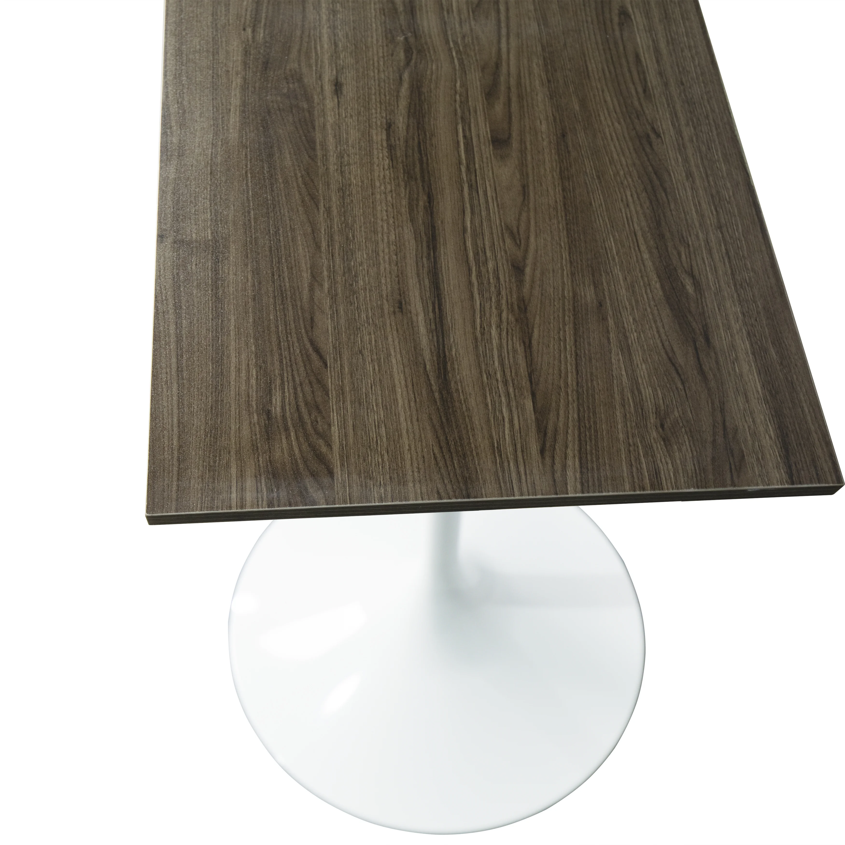 Verve Collection 24 Square Top Bar Height Table, White Base with Dark Maple MDF Top