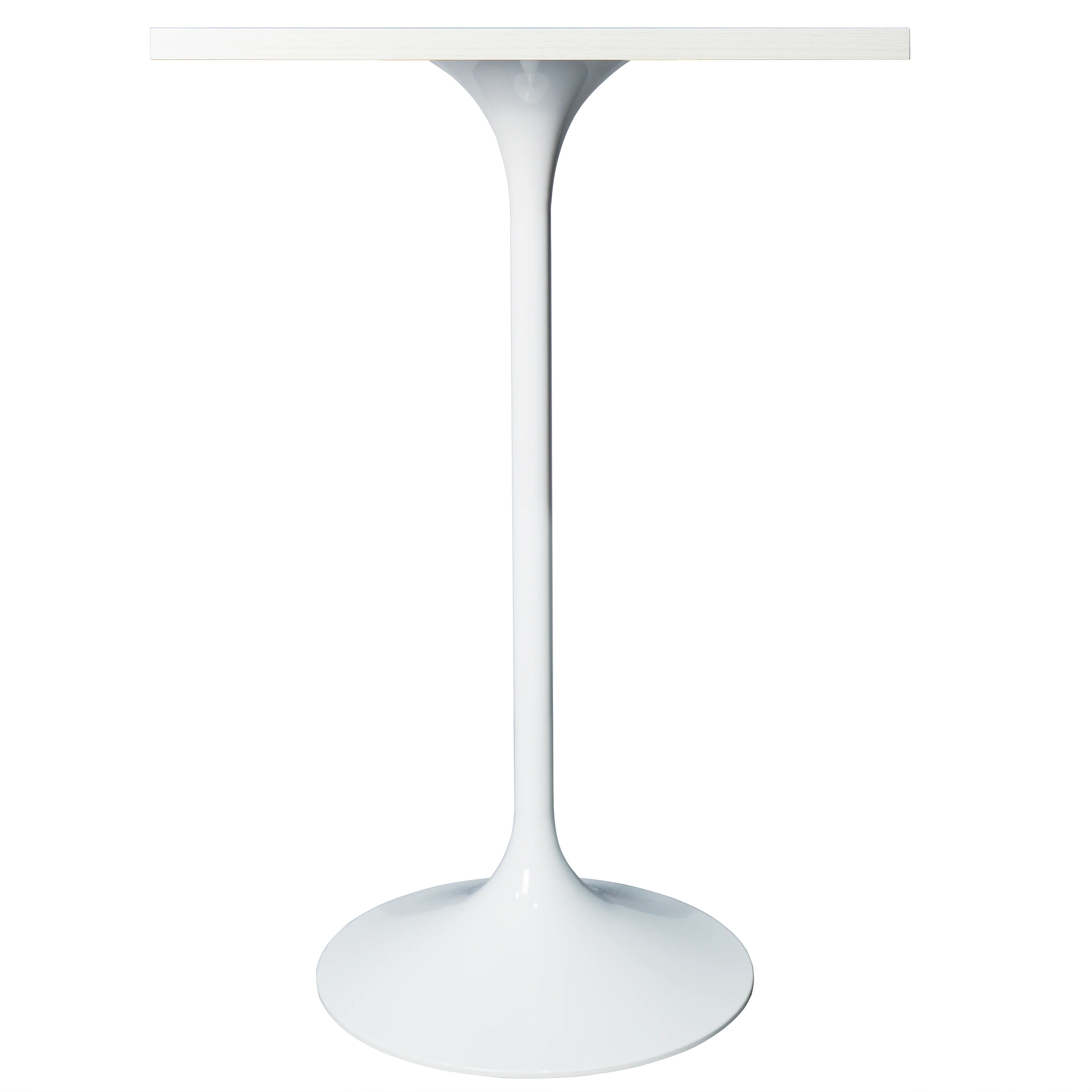 Verve Collection 24 Square Top Bar Height Table, White Base with Light Natural Wood MDF Top