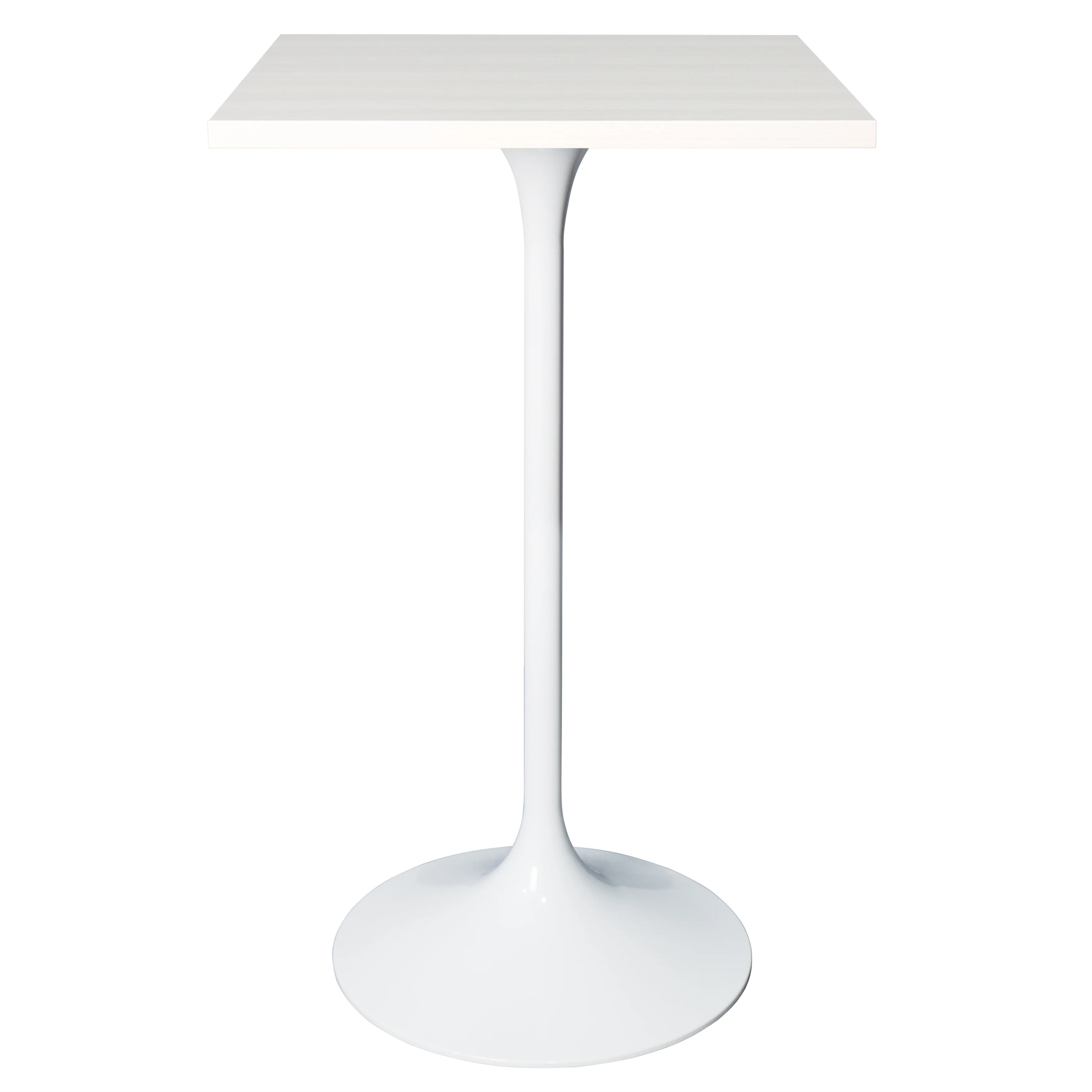 Verve Collection 24 Square Top Bar Height Table, White Base with Light Natural Wood MDF Top