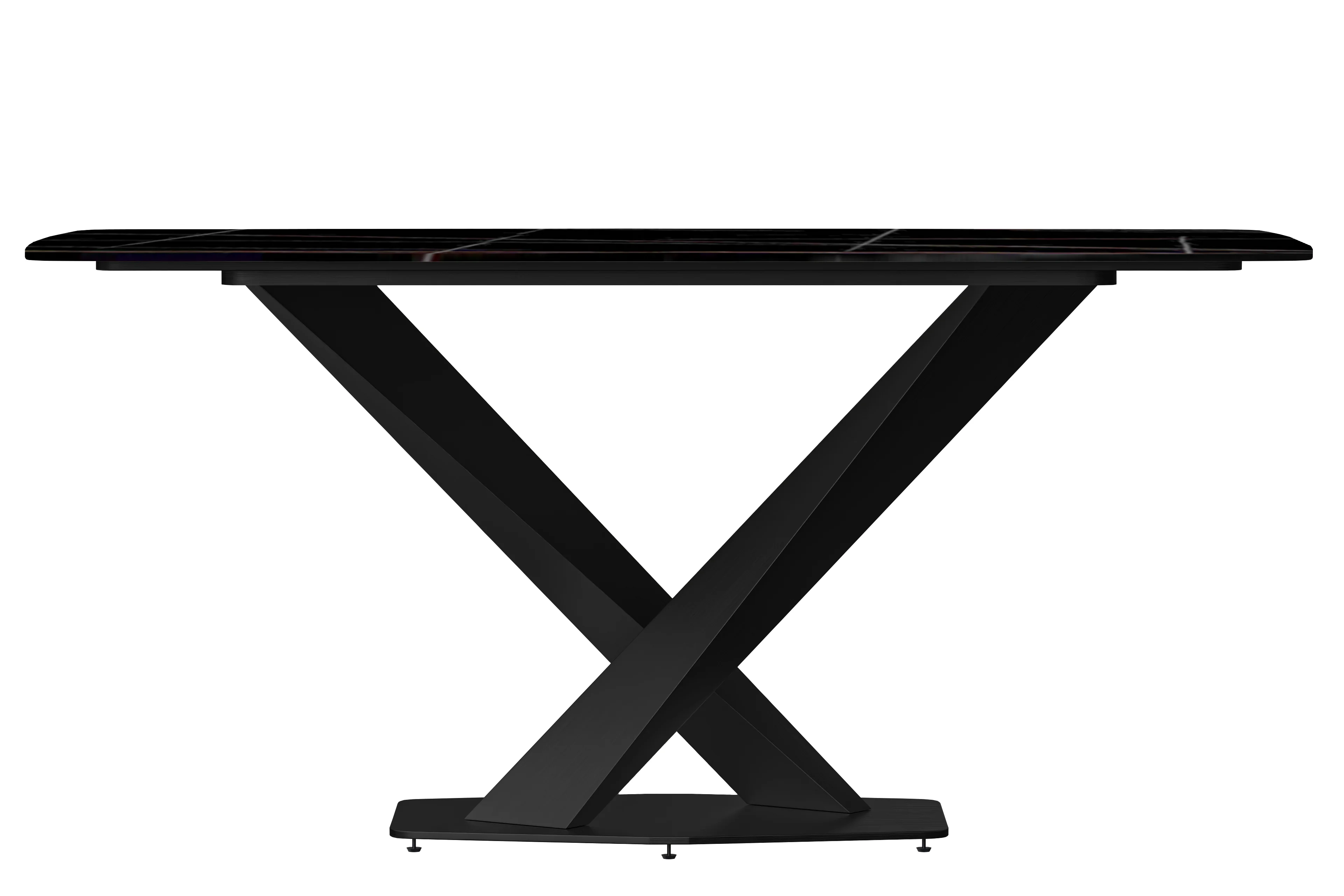 Voren Series Modern Dining Table Black Base, With 55 Black/Gold Sintered Stone Top