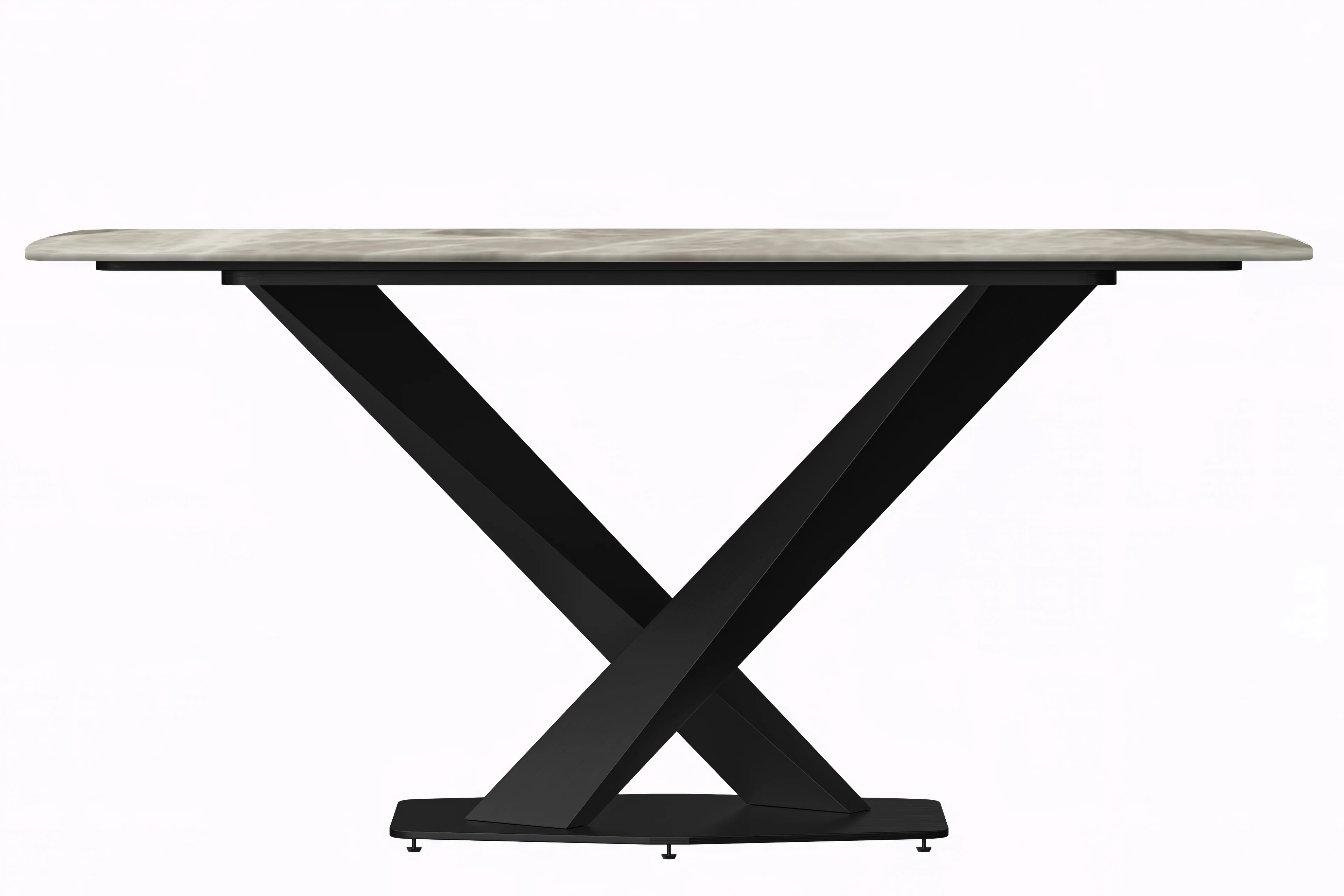 Voren Series Modern Dining Table Black Base, With 55 Deep Grey Sintered Stone Top