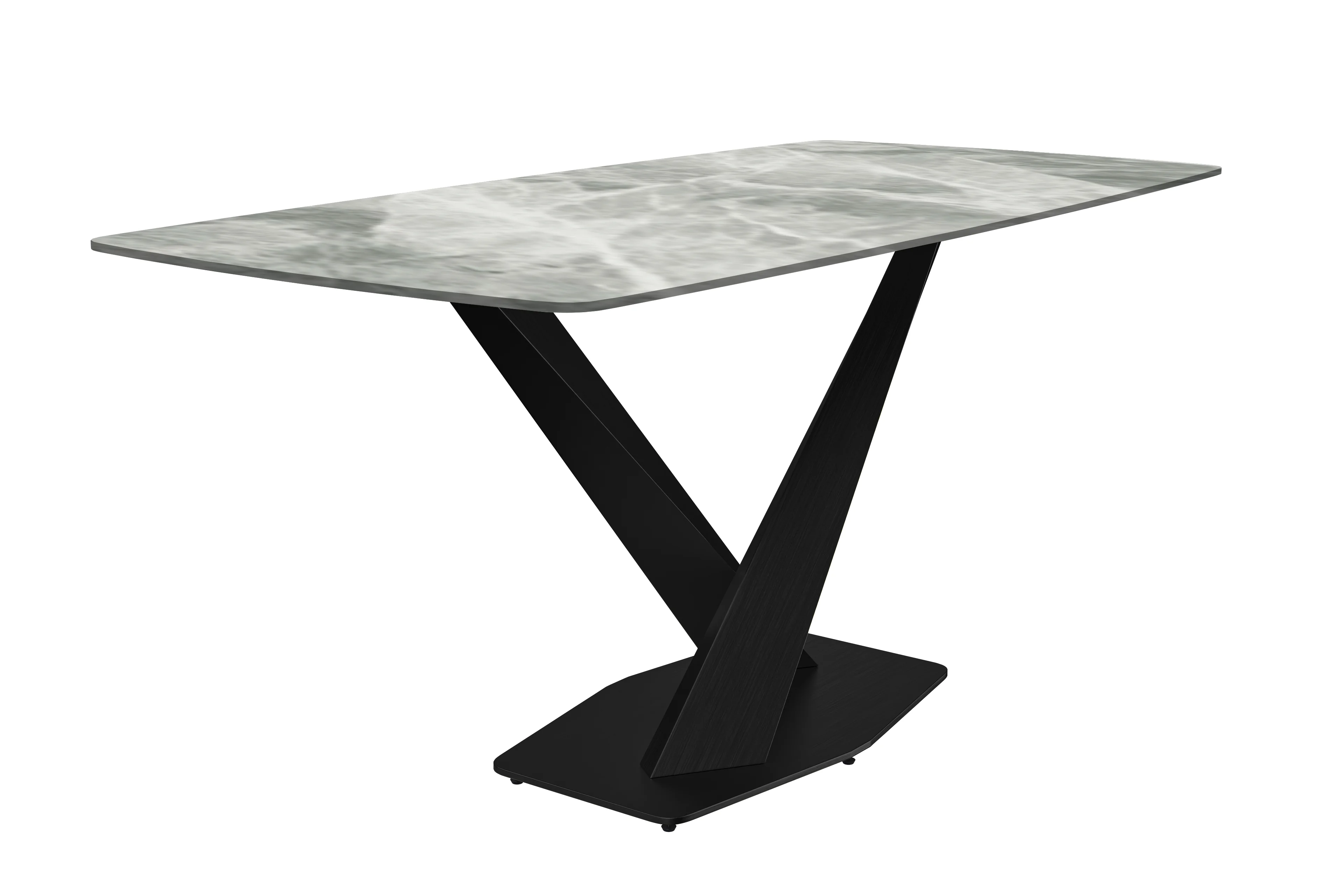 Voren Series Modern Dining Table Black Base, With 55 Light Grey Sintered Stone Top