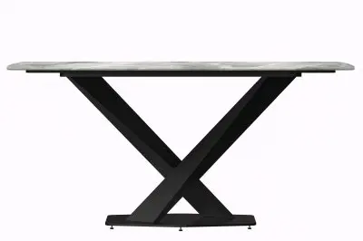 Voren Series Modern Dining Table Black Base, With 55 Light Grey Sintered Stone Top
