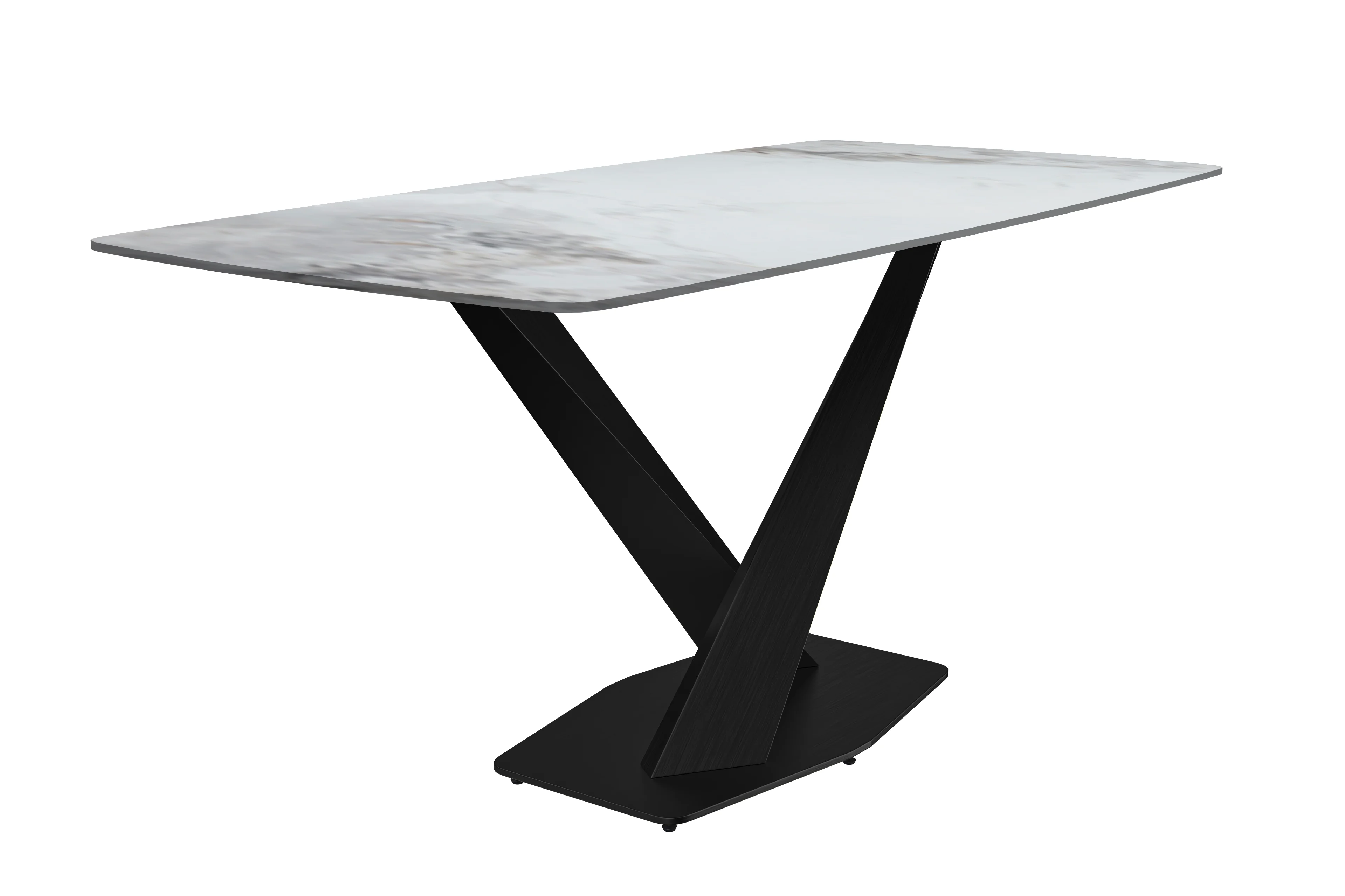 Voren Series Modern Dining Table Black Base, With 55 Medium Grey Sintered Stone Top