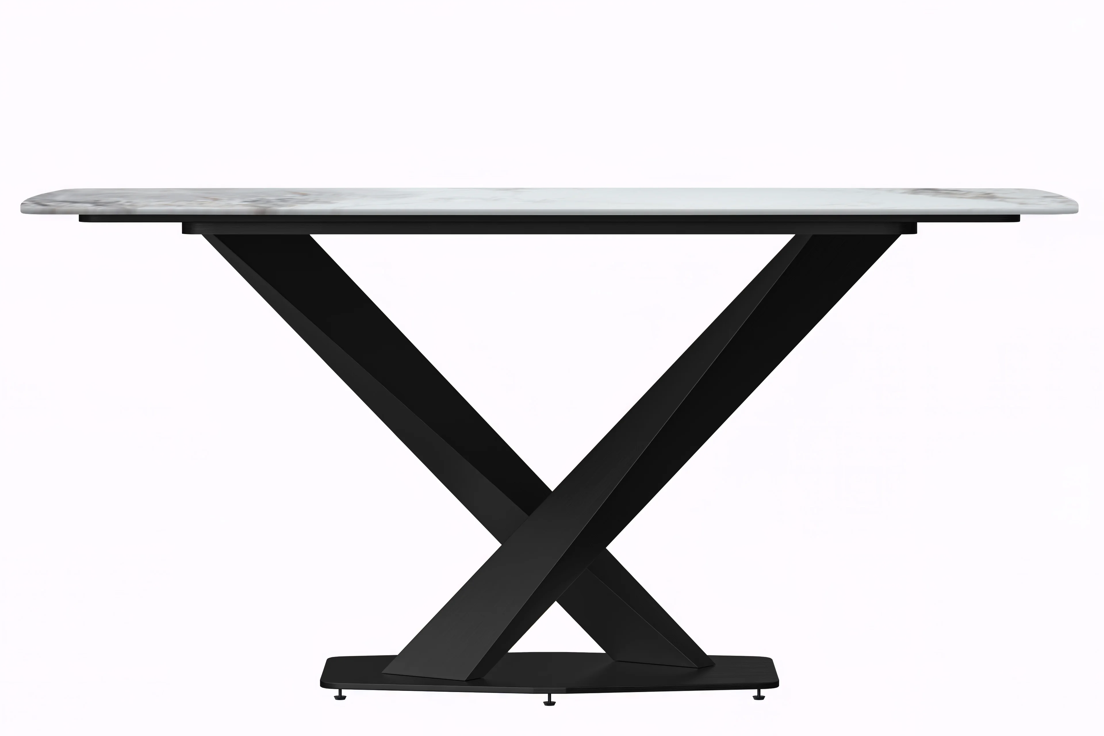Voren Series Modern Dining Table Black Base, With 55 Medium Grey Sintered Stone Top
